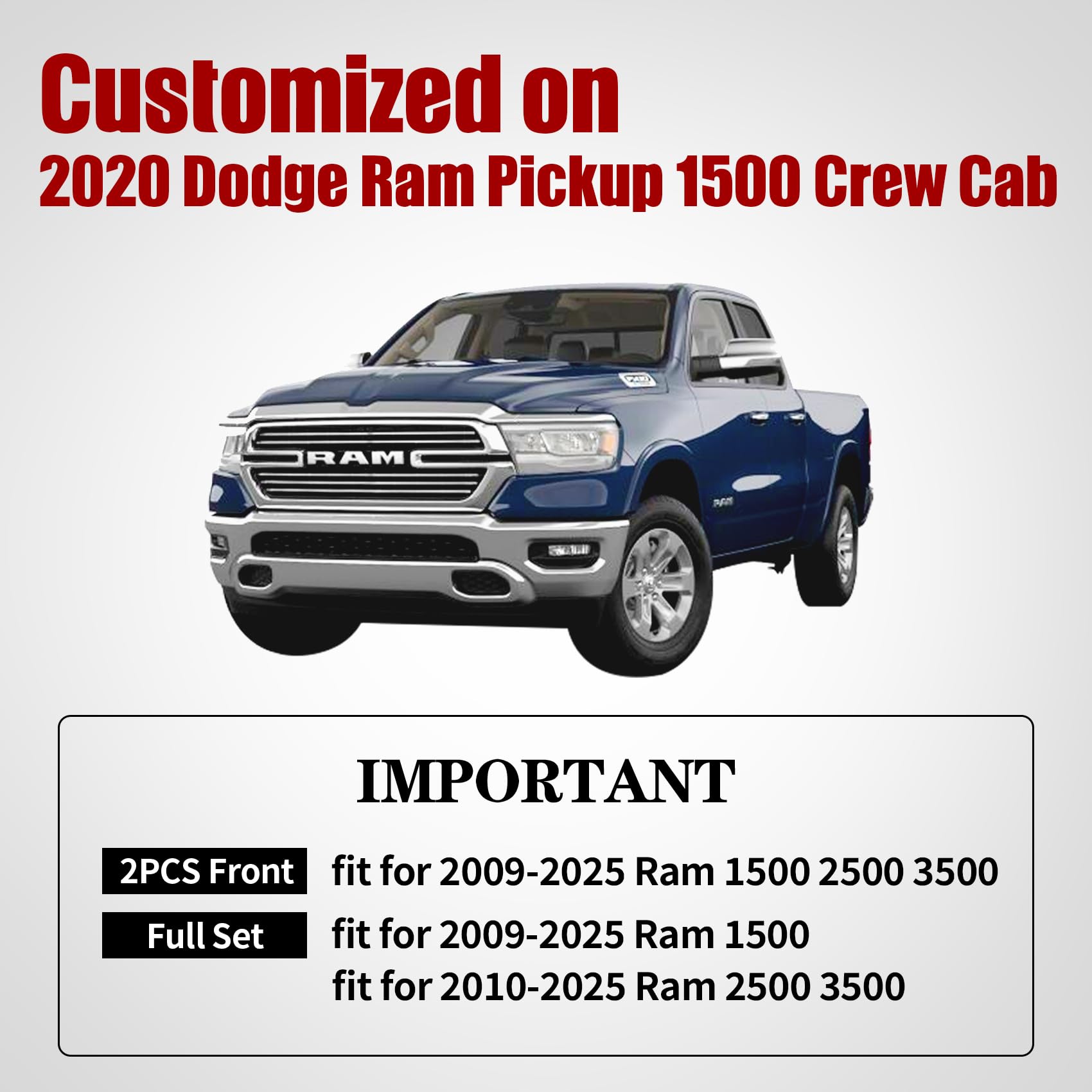 Aierxuan Dodge Ram Back Seat Covers Waterproof Leather Custom Fit 2009-2024 1500, 2010-2024 2500/3500 Crew Quad Regular Cab Pickup Cushions Compatible With Split Bench 40/60(Rear Seat/Black)