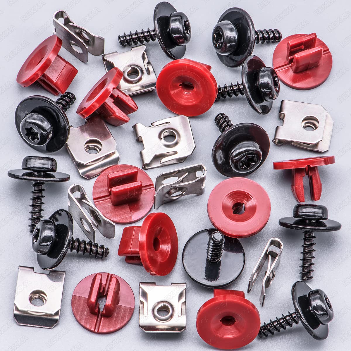 Rexka T30 Engine Splash Shield Guard Kit - 10 Sets of Nylon Screws, Nuts, Clips for Ford Focus, Fusion, Escape, Explorer, C-Max, Lincoln MKC