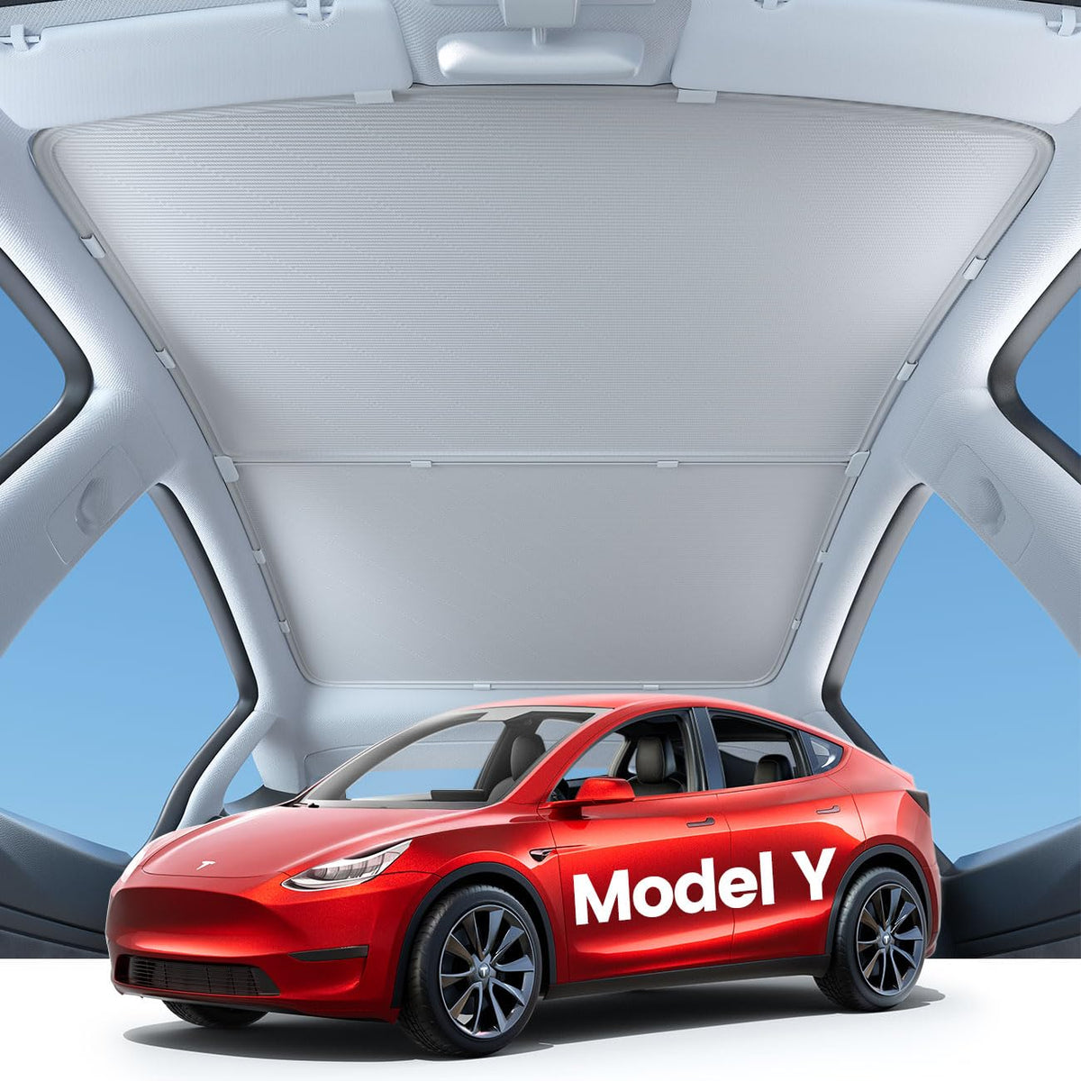 Sunshade Roof for Tesla Model Y - Lamicall ?Never Sag, 99.9% UV Block? 5-Layer Nano Ice-Crystal Coating, Heat Insulation & Inter