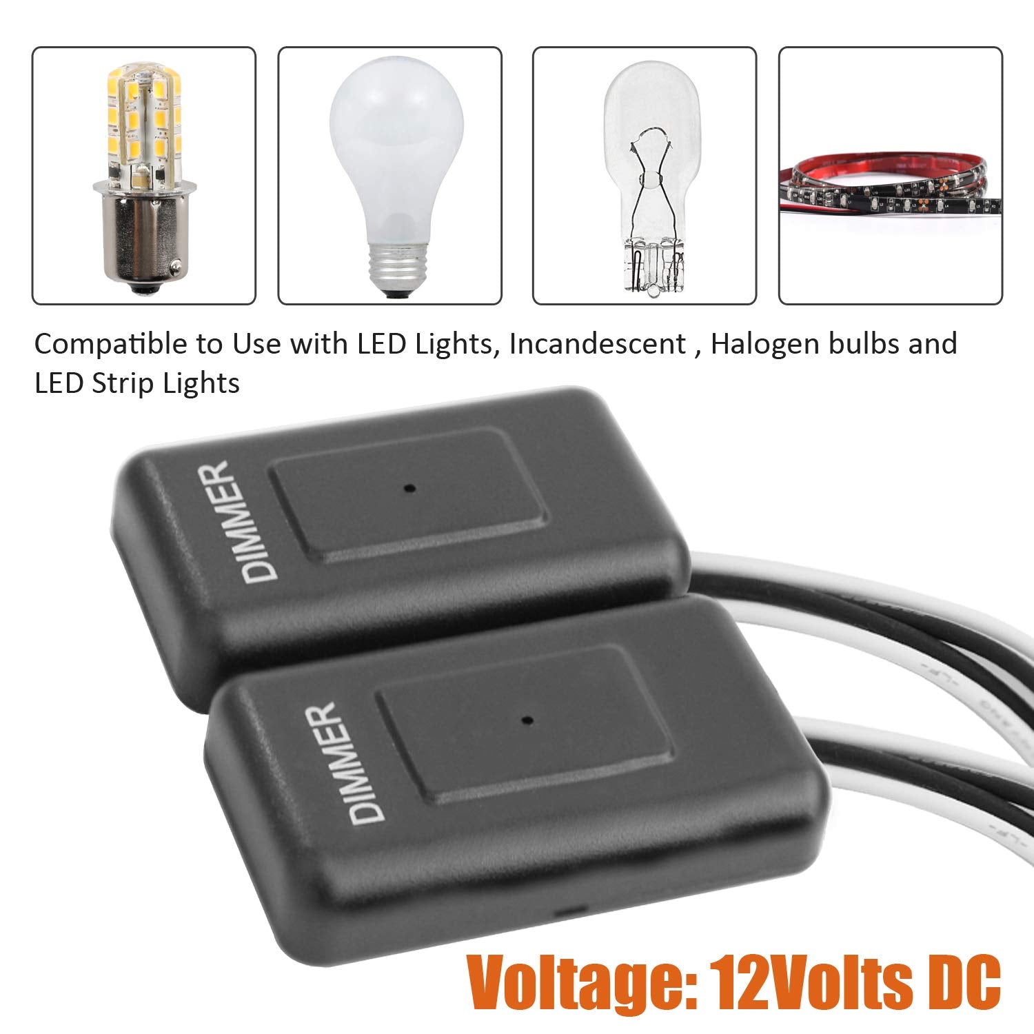 Facon 12Volt Touch Double Dimmer Switch,100W Max, Pwm Wall Mount Dimmer Switch, Use With 12V Led Lights, Incandescent And Haloge