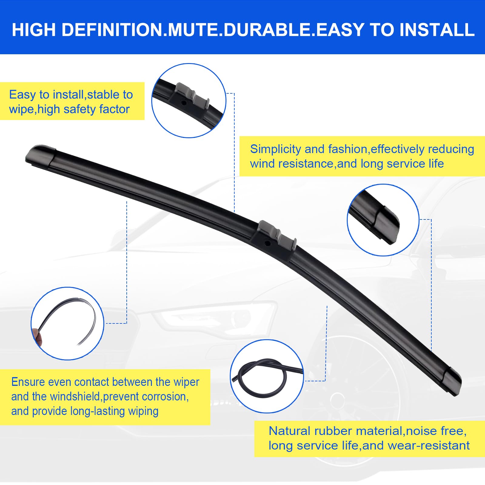 Anikluim 24''+20'' Wiper Blades With 15'' Rear Wiper Blade Set Replacement For 2007 2008 2009 2010 2011 X5 Windshield Wipers Ori