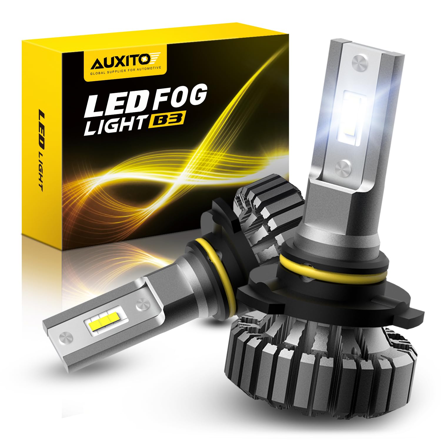 Auxito 9005 Led Fog Light 6500K, Fanless Hb3 Bulbs 400% Brighter Plug And Play Fog Bulb Replacement, Pack Of 2
