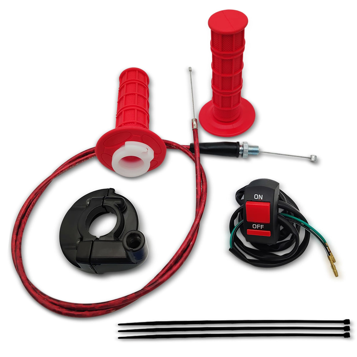 Nzzlxkfj 7/8 22Mm Twist Throttle Accelerator Handle Grips,Mini Bike Throttle Cable Kit,Throttle Cable Kit For 50Cc 90Cc 110Cc 125Cc150Cc 200Cc 250Cc 4-Stroke Dirt Bike,Mini Bike Pocket Bike.(Red)