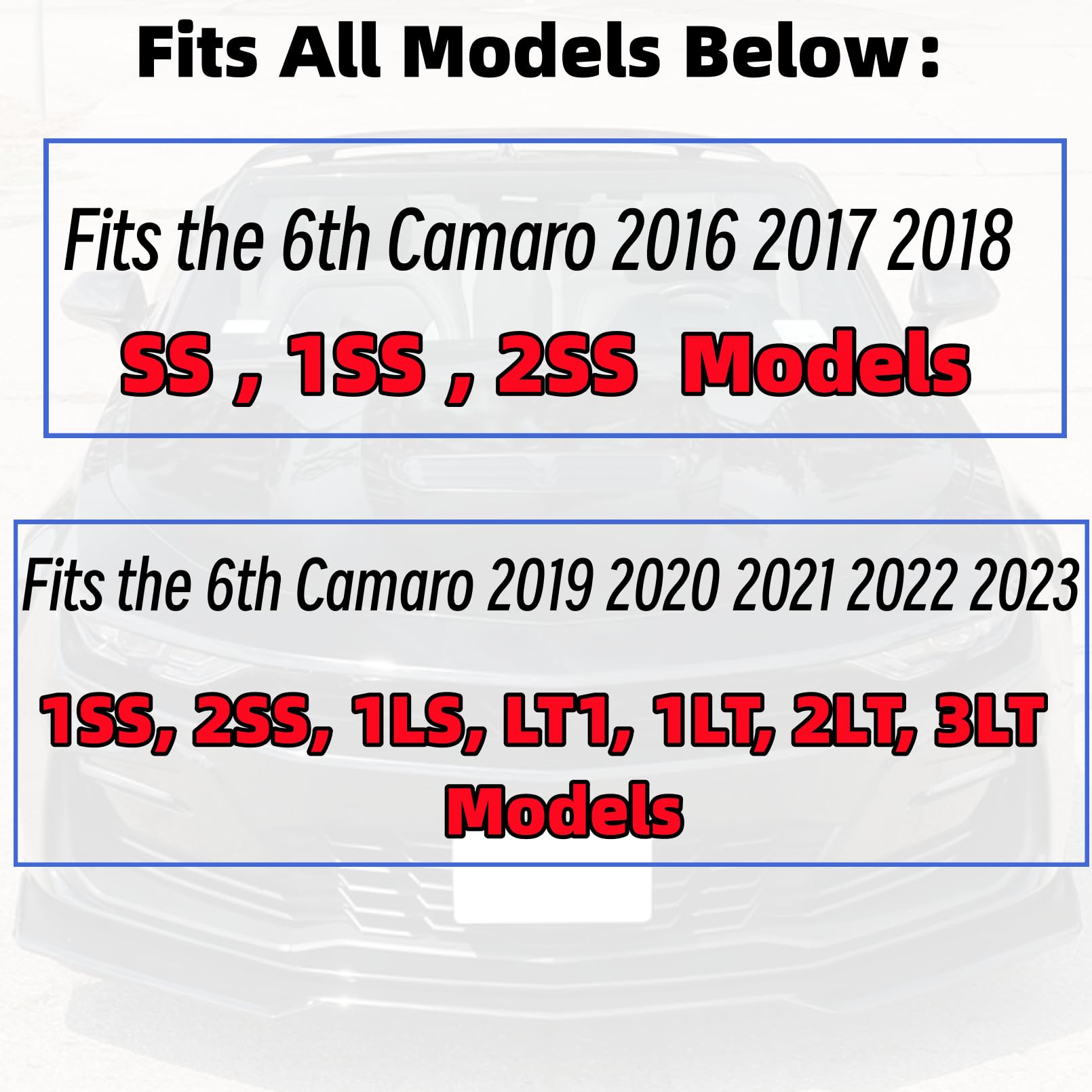 MUTUSAISI Front Bumper Lip Splitter Spoiler Compatible with 2016-2024 Chevy Camaro SS/ 2019-2024 LT LS RS, Air Chin Body Kit Acc