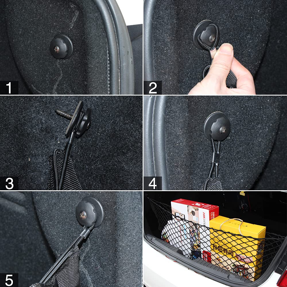Car Rear Cargo Net, Universal Adjustable Elastic Trunk Cargo Storage Organizer Net Compatible For Suv, Jeep, Truck, Storage Nylo