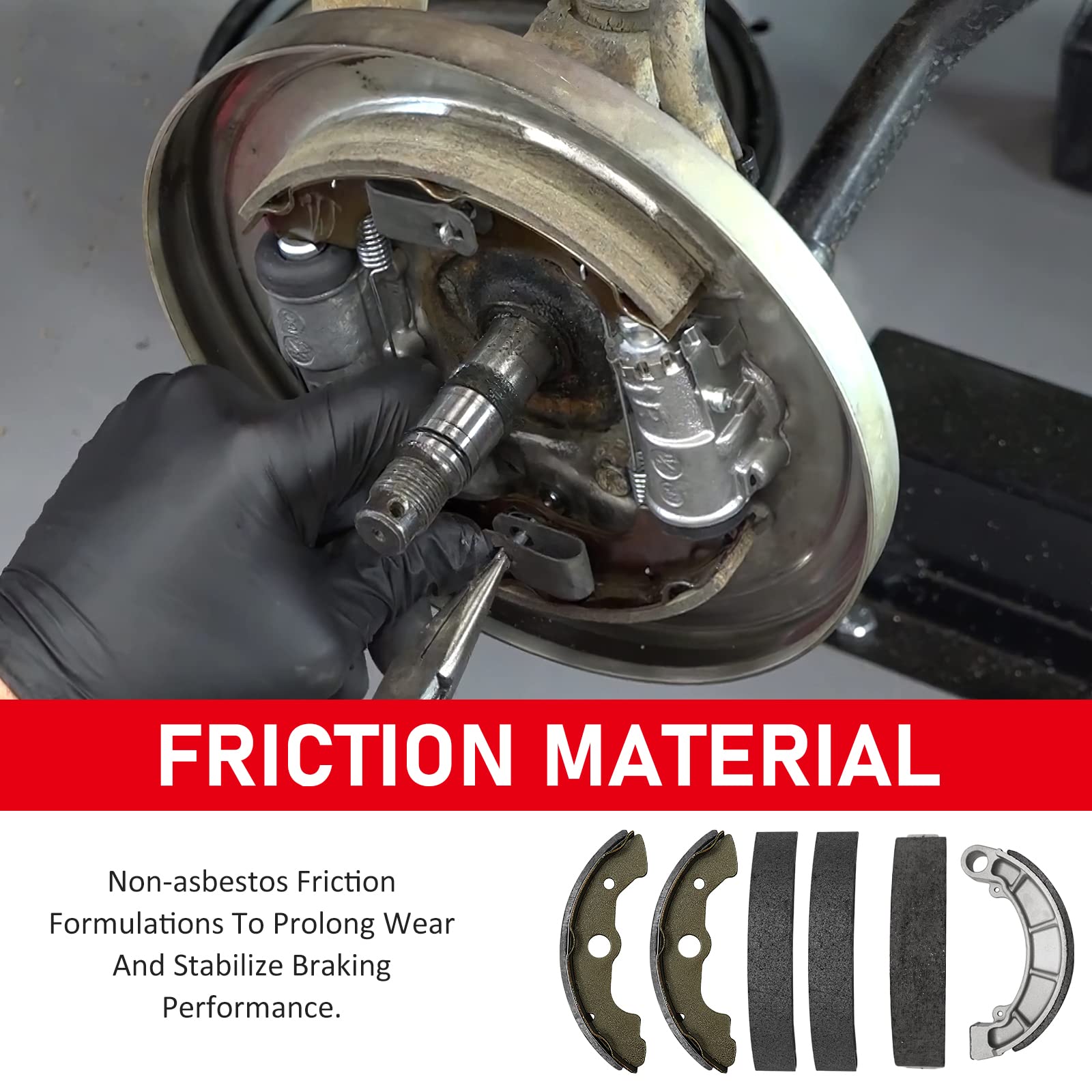 Front & Rear Brake Shoes Kit For Honda Foreman 400 Foreman 450 Rancher 350 Rancher 400, Oem# 06450-Hn5-671 45175-Hc4-006 06430-Hn0-A30