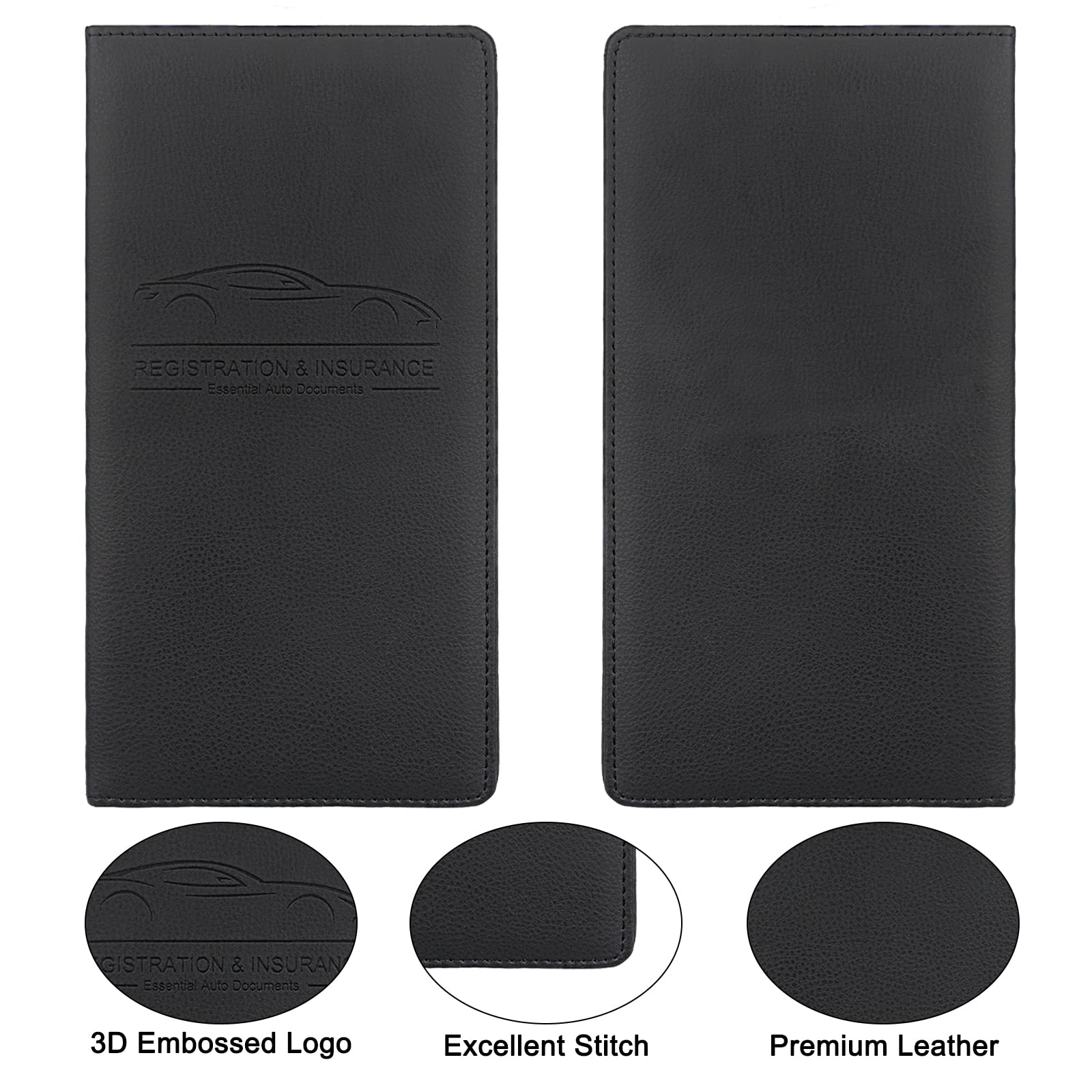 Bodskad Car Registration And Insurance Holder, Premium Leather Insurance And Registration Holder,Vehicle Glove Box Car Organizer