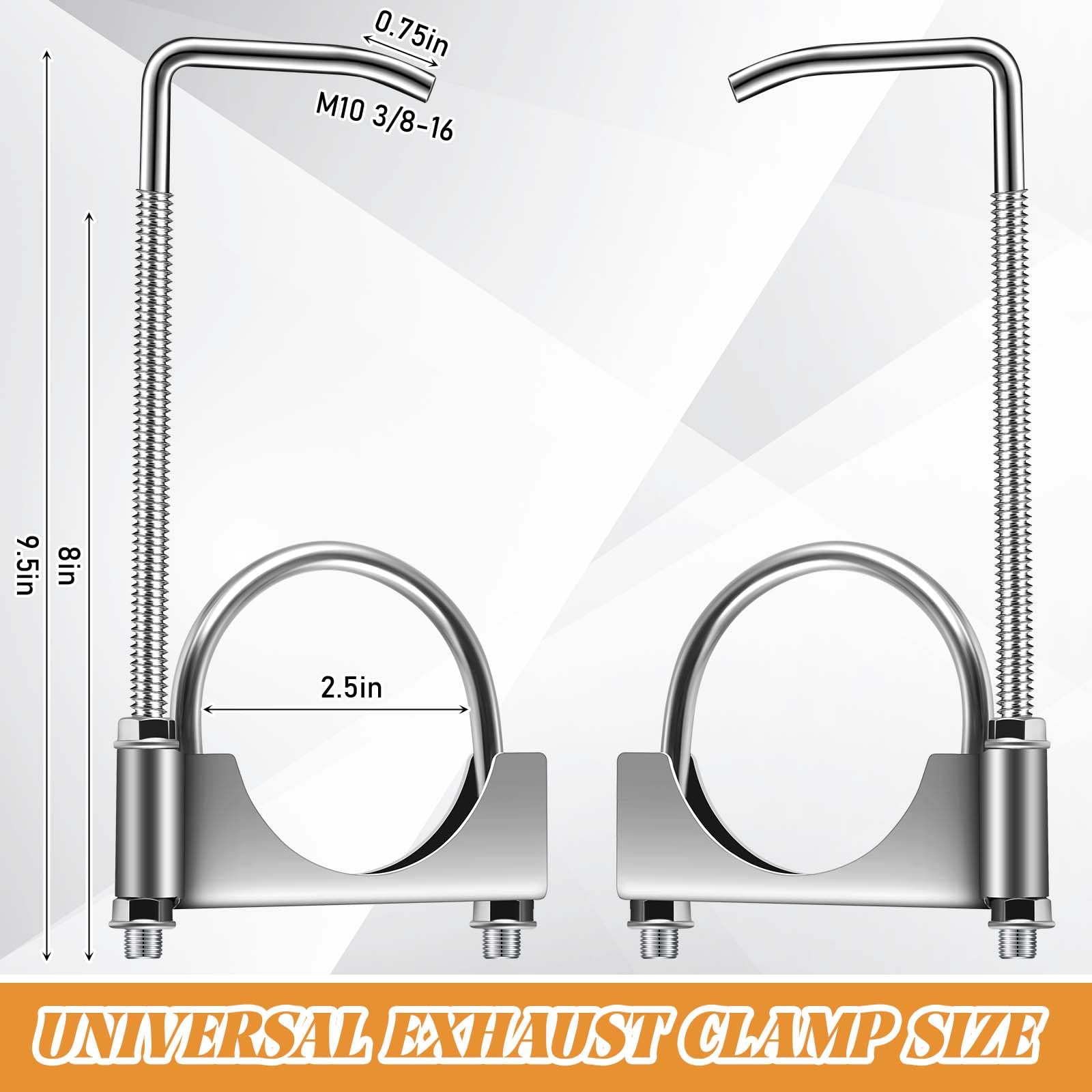 Datanly 2.5 Inch Heavy-Duty Universal Exhaust Clamp with Hanger for Cars and Trucks - Silver Rear Muffler Exhaust Pipe Support