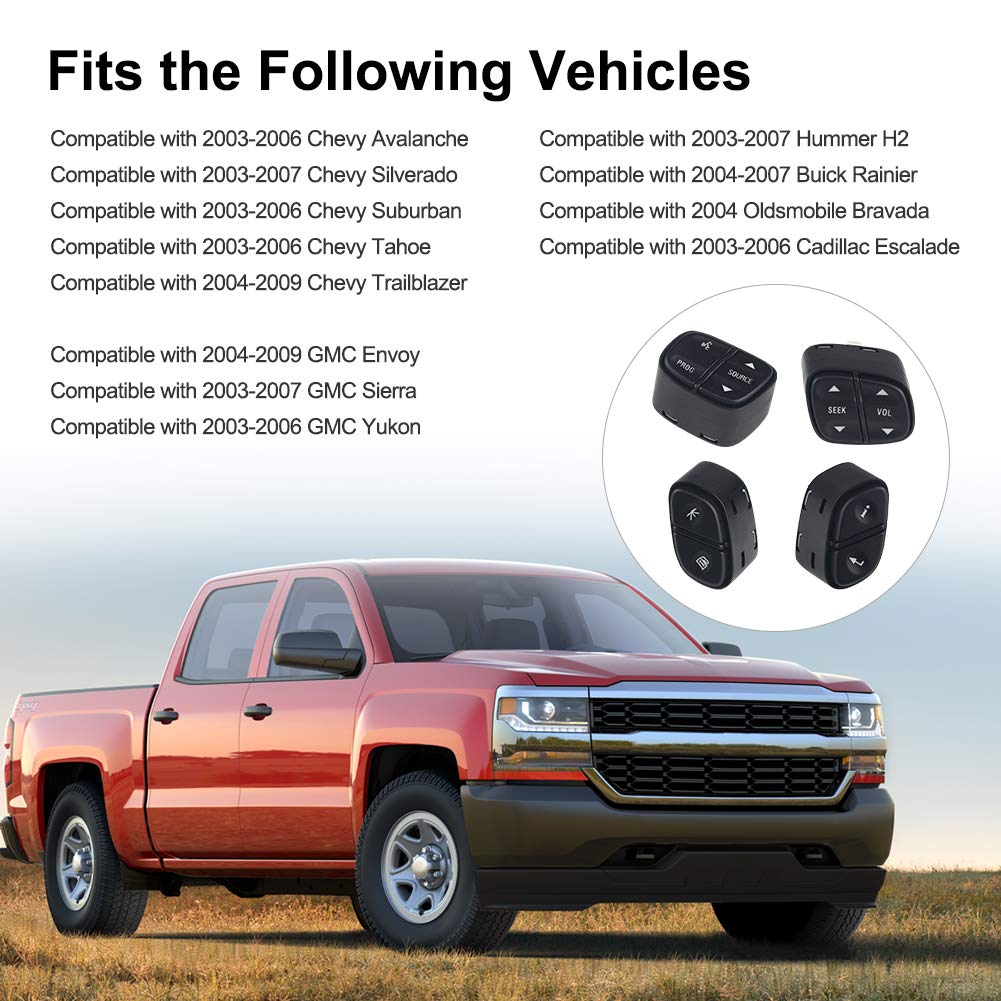 Wmphe Compatible With Steering Wheel Radio Control Switch Buttons Chevy Silverado Gmc Sierra 2003-2007 Replace Oe # 21997738 21997739 1999442 1999443 901-120 901-121 901-122 901-123