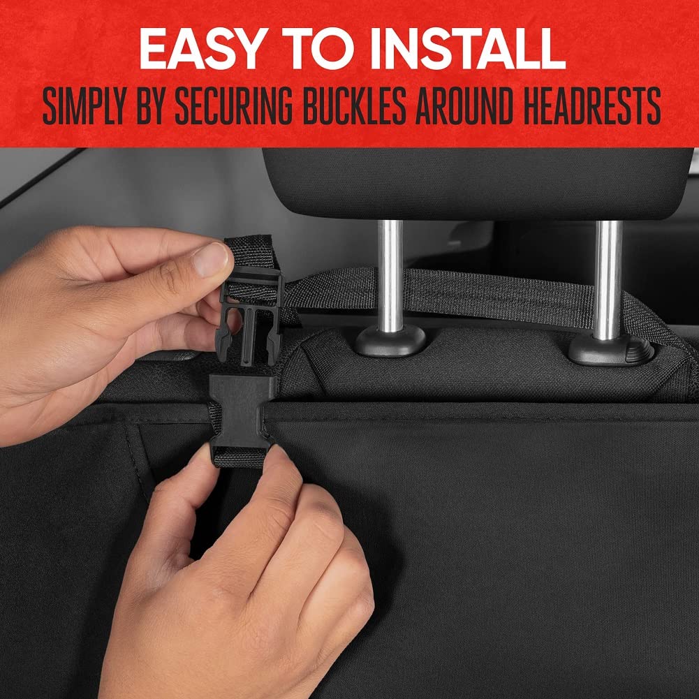 Motor Trend Aquashield Waterproof Black - Padded Neoprene Rear Bench Seat Cover For Cars, Ideal Back Seat Protector For Kids & D