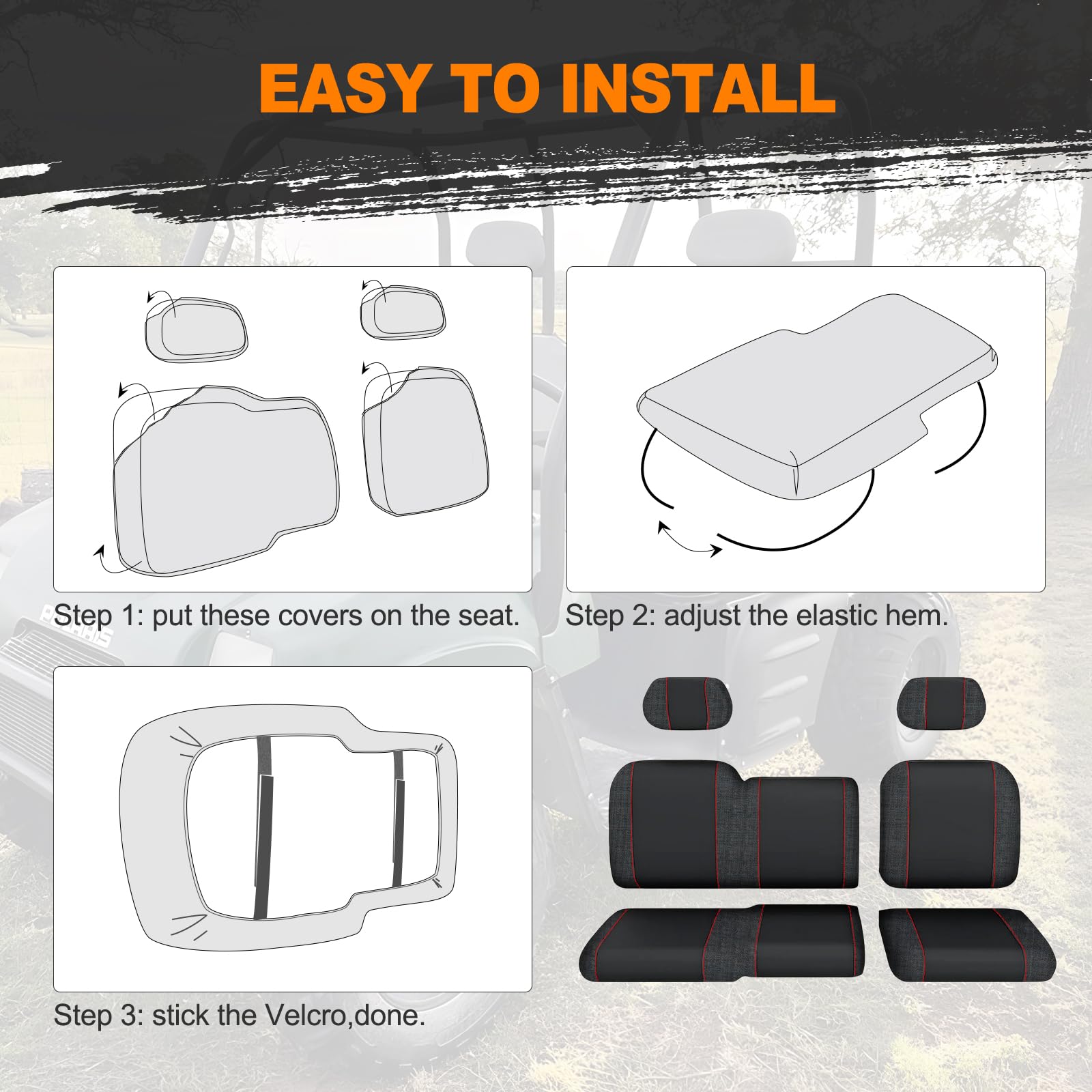 Bordan Utv Seat Cover For Can Am Defender All Models, Heavy Duty 1680D Waterproof Full Protection Outdoor Seat Cover Set(8 Pcs)