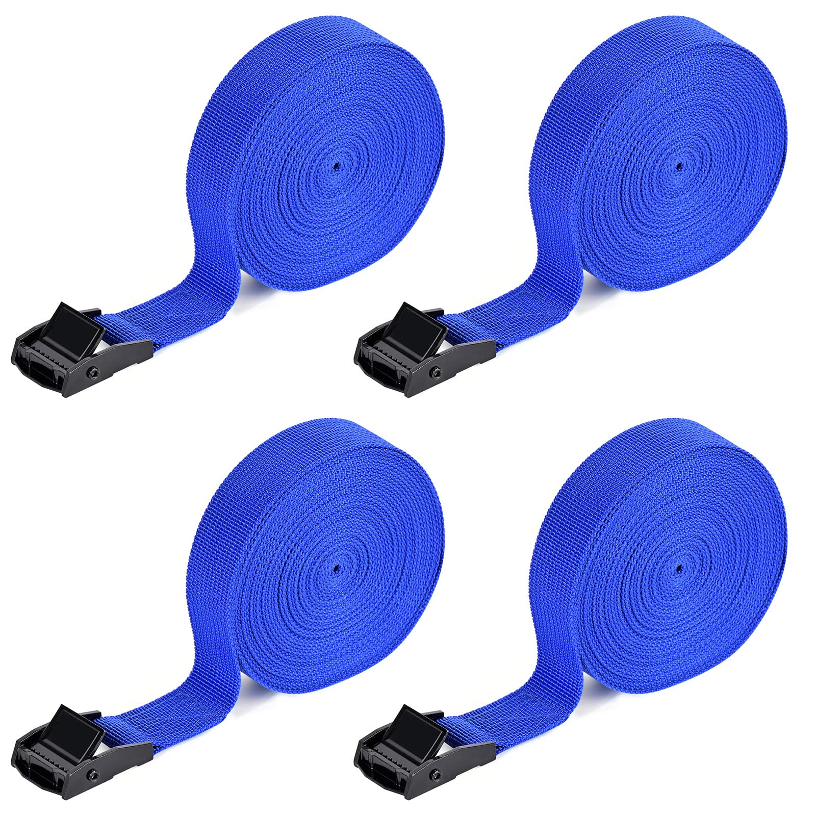 Kshineni Tie Down Straps 4 Pcs Cam Buckle Strap 19.7' X 1 Adjustable Lashing Cinch Ratchet Tie-Down Straps For Cargo, Trucks, Luggage, Trailer, Motorcycle (Blue)