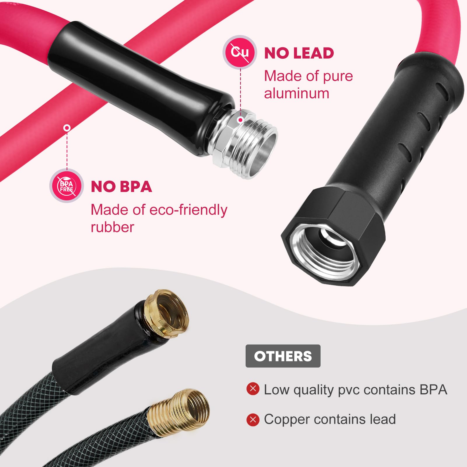 Kohree 50 Ft Rv Water Hose With Storage Bag, 5/8'' Premium Drinking Water Hose, Leak-Free, No Odor, Anti-Kink And Flexible Garde