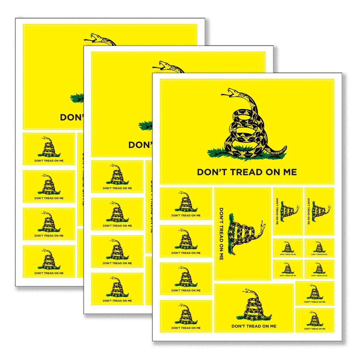 QQSD Dont Tread on Me Gadsden Flag Sticker Decal in Multiple Sizes, 3 Pack, 11.7 x 8.3 Inches