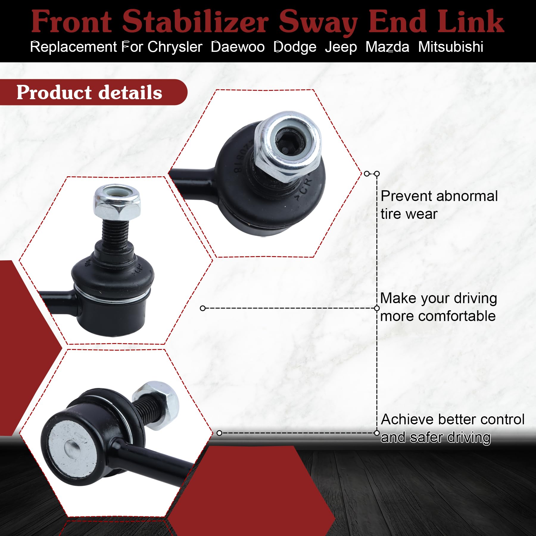 Stiueoav K80258 Sway Bar Link - Front Stabilizer End Link Compatible With 2007-2010 Chrysler Sebring?2011-2014 Chrysler 200?2007