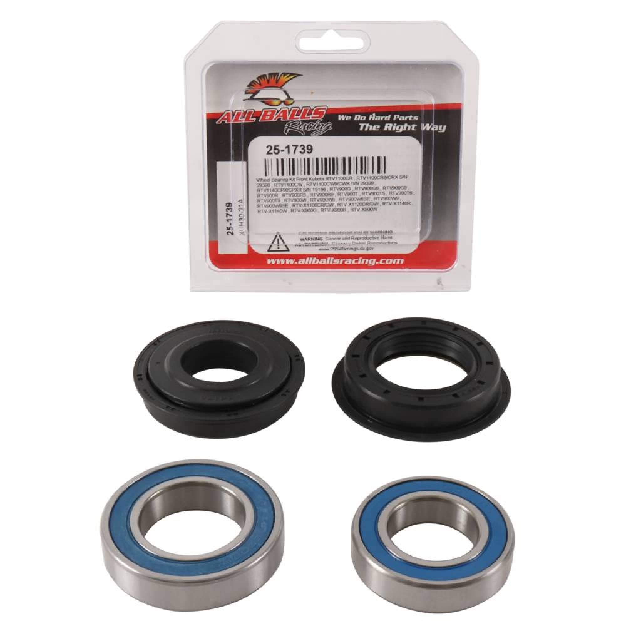 All Balls Wheel Bearing Kit 25-1739 For Kubota Rtv-X 900 R 00, Rtv-X 900 W 00