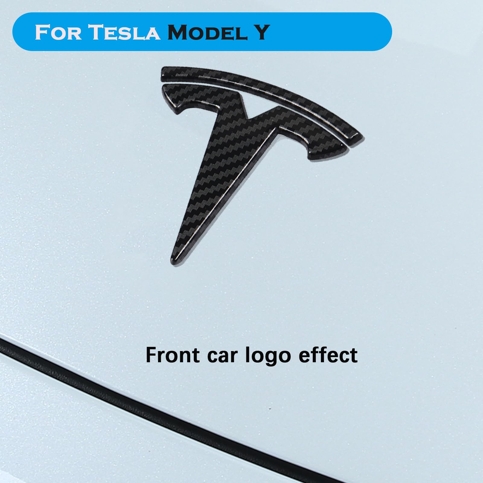 YHCDSEA for Model Y Emblem Badge Sticker Cover, fit for Tesla Model Y Logo Decals Accessories (Bright Carbon Fiber Pattern)