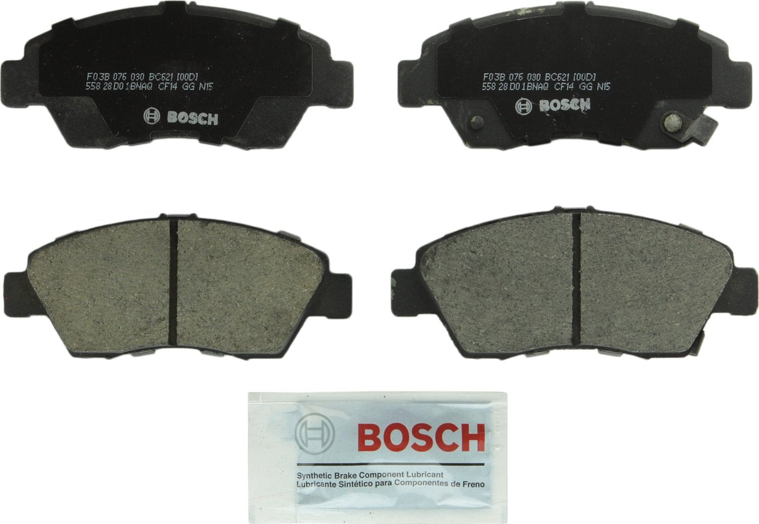 BOSCH BC621 QuietCast Premium Ceramic Disc Brake Pad Set - Compatible with Select Acura RSX; Honda Civic, Civic del Sol, Fit; FR