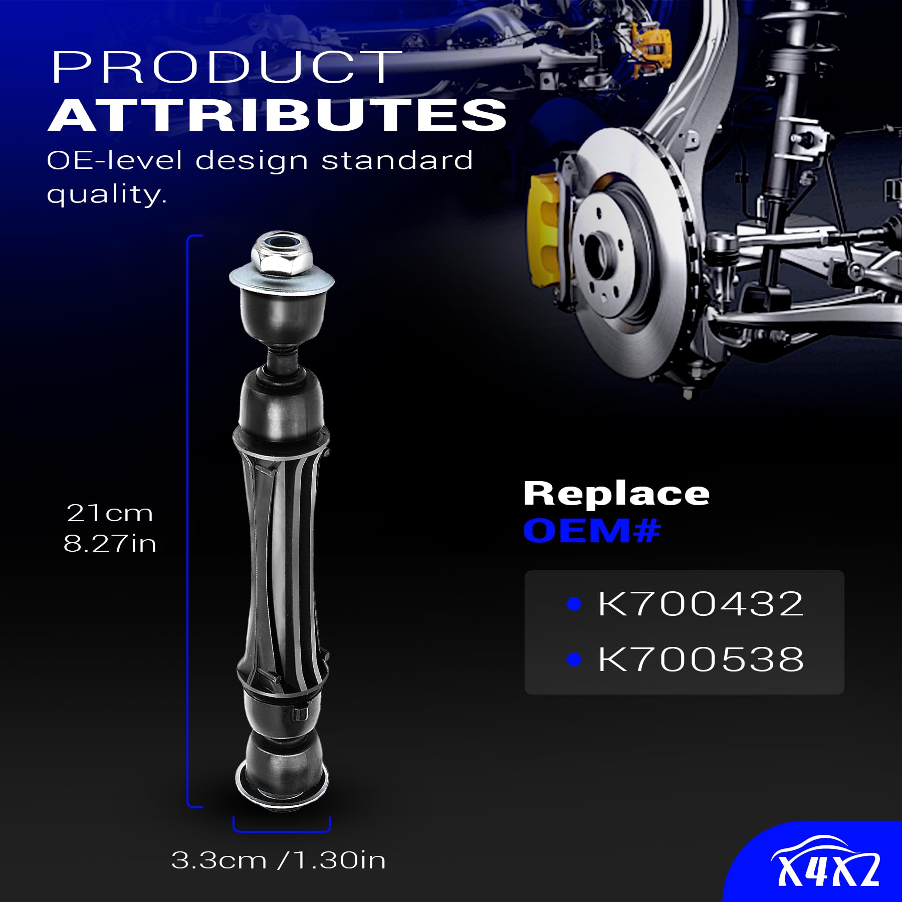 K700432 Front Stabilizer Sway Bar End Links for 07-16 Chevy Silverado 1500,07-13 Avalanche,07-16 Tahoe,15-16 Suburban/GMC 07-16