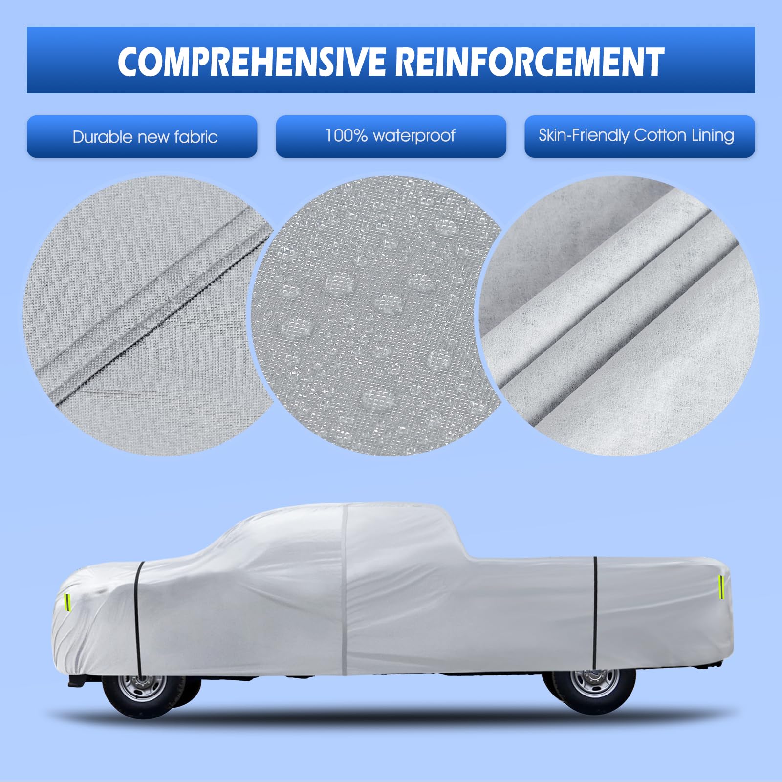 Truck Cover Waterproof All Weather, 6 Layers Pickup Cover Fit For Ford F250/F350, Chevrolet Silverado, Gmc Sierra, Ram 2500 (T5