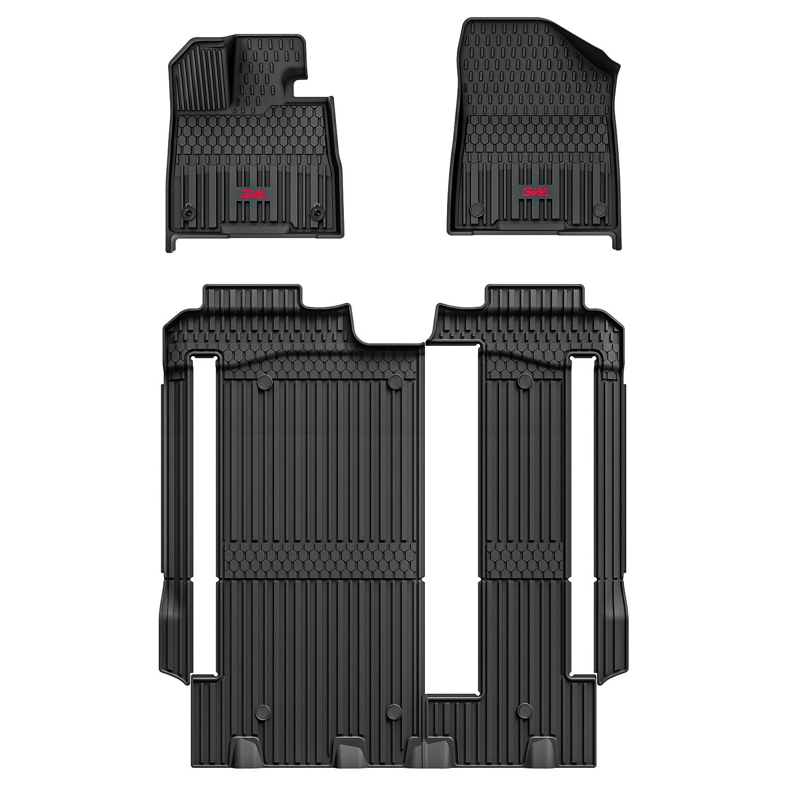 3W Floor Mats For Toyota Sienna 2021-2024 2025(Only For 8 Seat), Tpe All Weather Custom Fit Floor Liner For Sienna 1St, 2Nd And