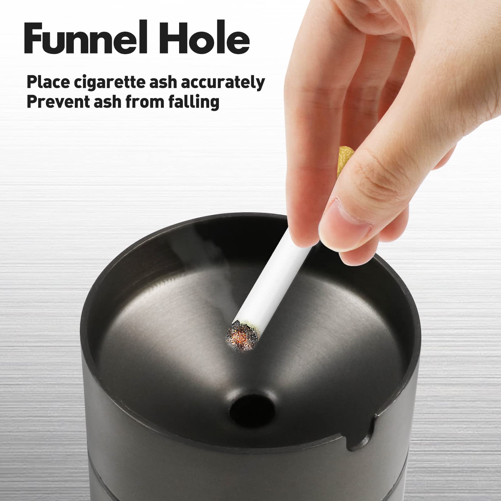 Jocha Car Ashtray Smell Proof Stainless Steel Portable Smokeless Detachable Windproof Self Extinguishing Butt Bucket Ash Tray Fo