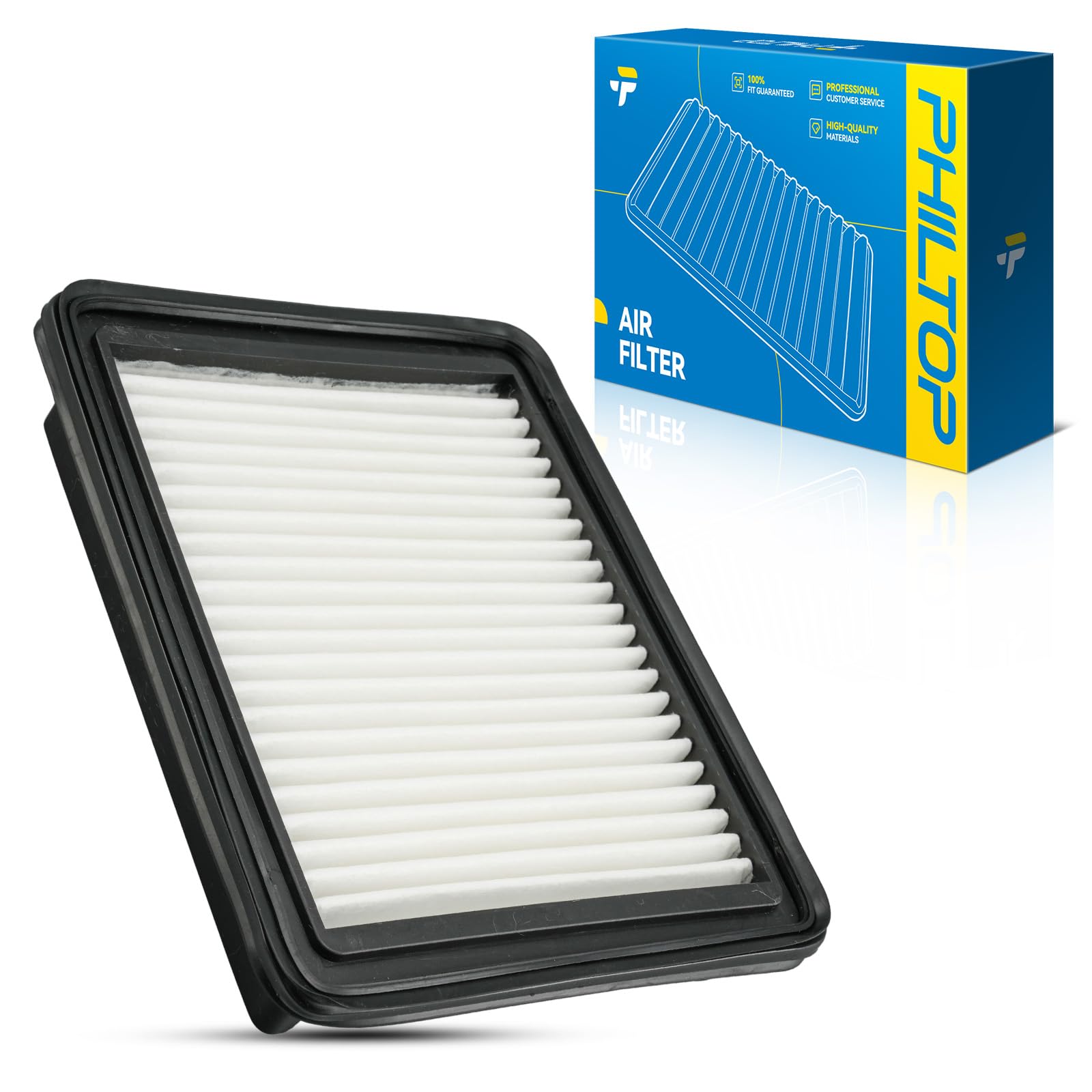 PHILTOP Engine air filter CA12073 Replacement for 2016-2022 Chevrolet Spark, 1.4L, Rigid Panel
