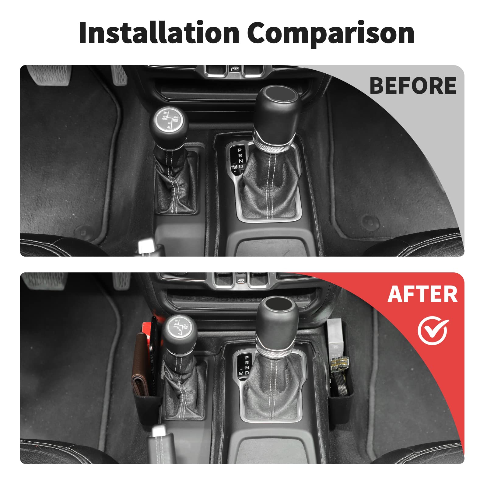 Jwwy Gear Shift Storage Box Compatible With 2018-2023+Jeep Wrangler Jl Jlu & Gladiator Jt,Organizer Tray For Jeep Wrangler Acces