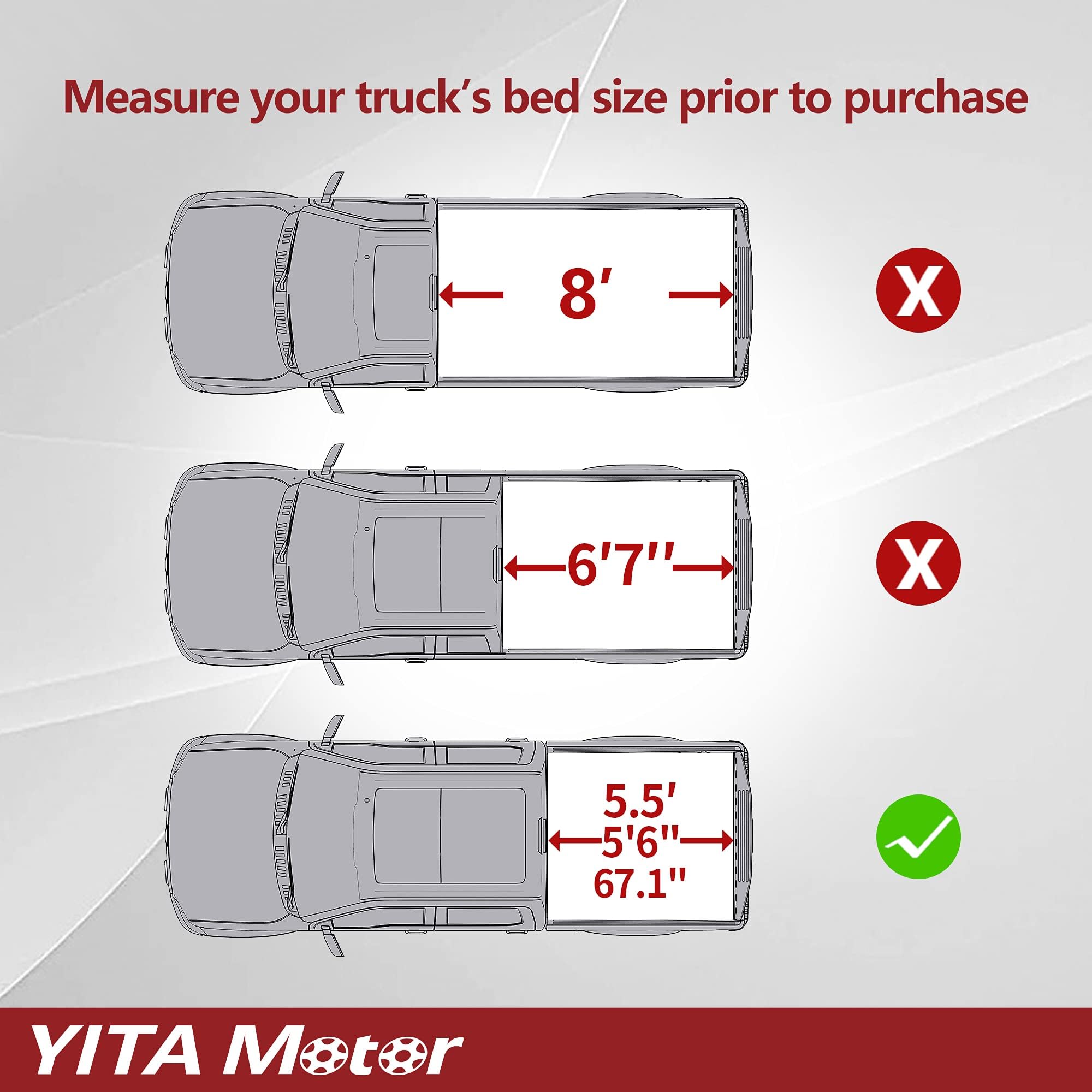Yitamotor Soft Quad Fold Truck Bed Tonneau Cover Compatible With 2009-2014 Ford F150 F-150, Styleside 5.5 Ft Bed
