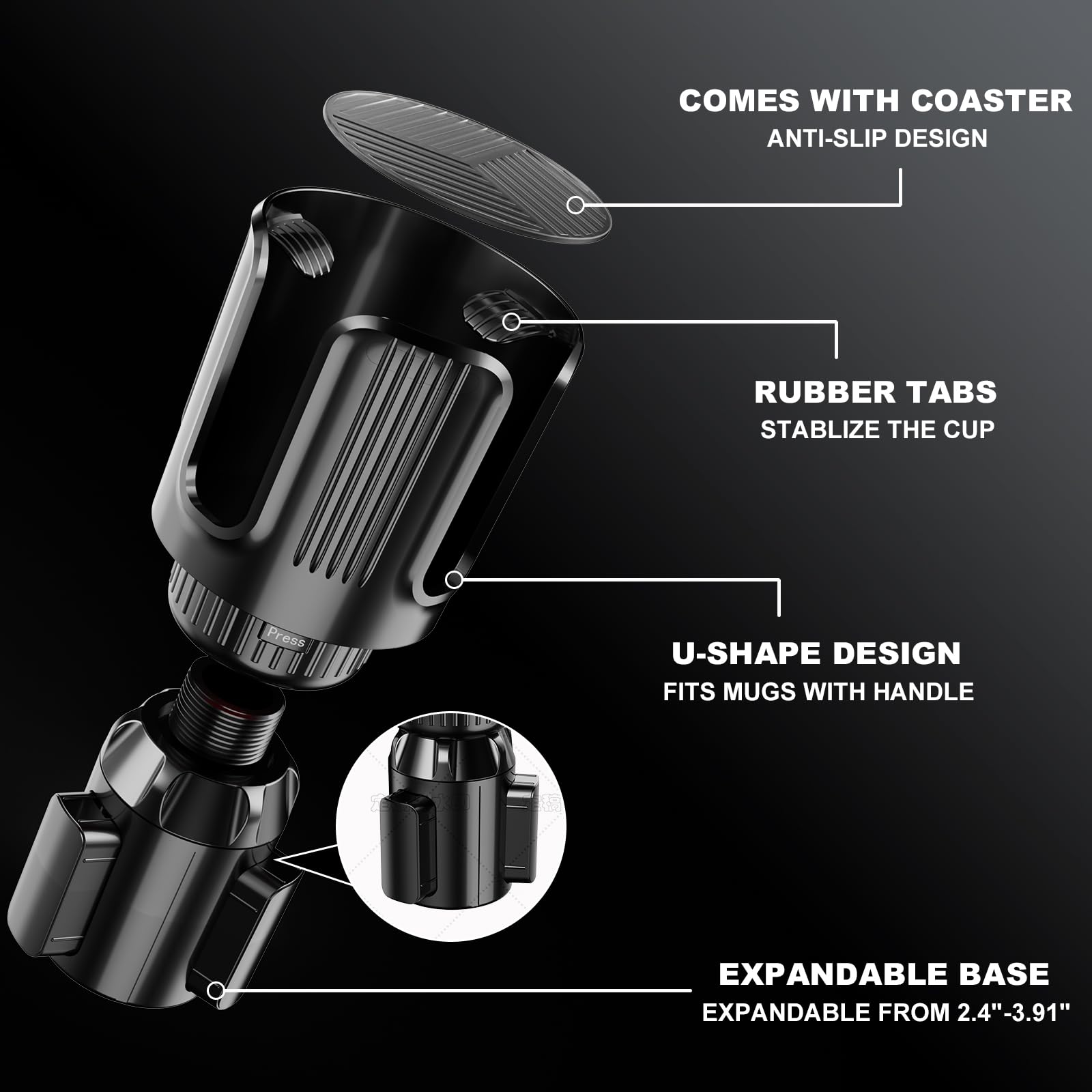 Car Cup Holder Expander with Adjustable Offset Base, All Purpose Cupholder Extender for car with Expandable, Univeral for Most P