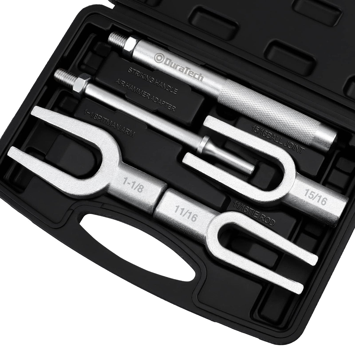Duratech 5-Piece Ball Joint Separator Set, Pickle Fork Tool Set, Tie Rod Removal Tool Set, 1-1/8'', 15/16'', 11/16'', For Cars A