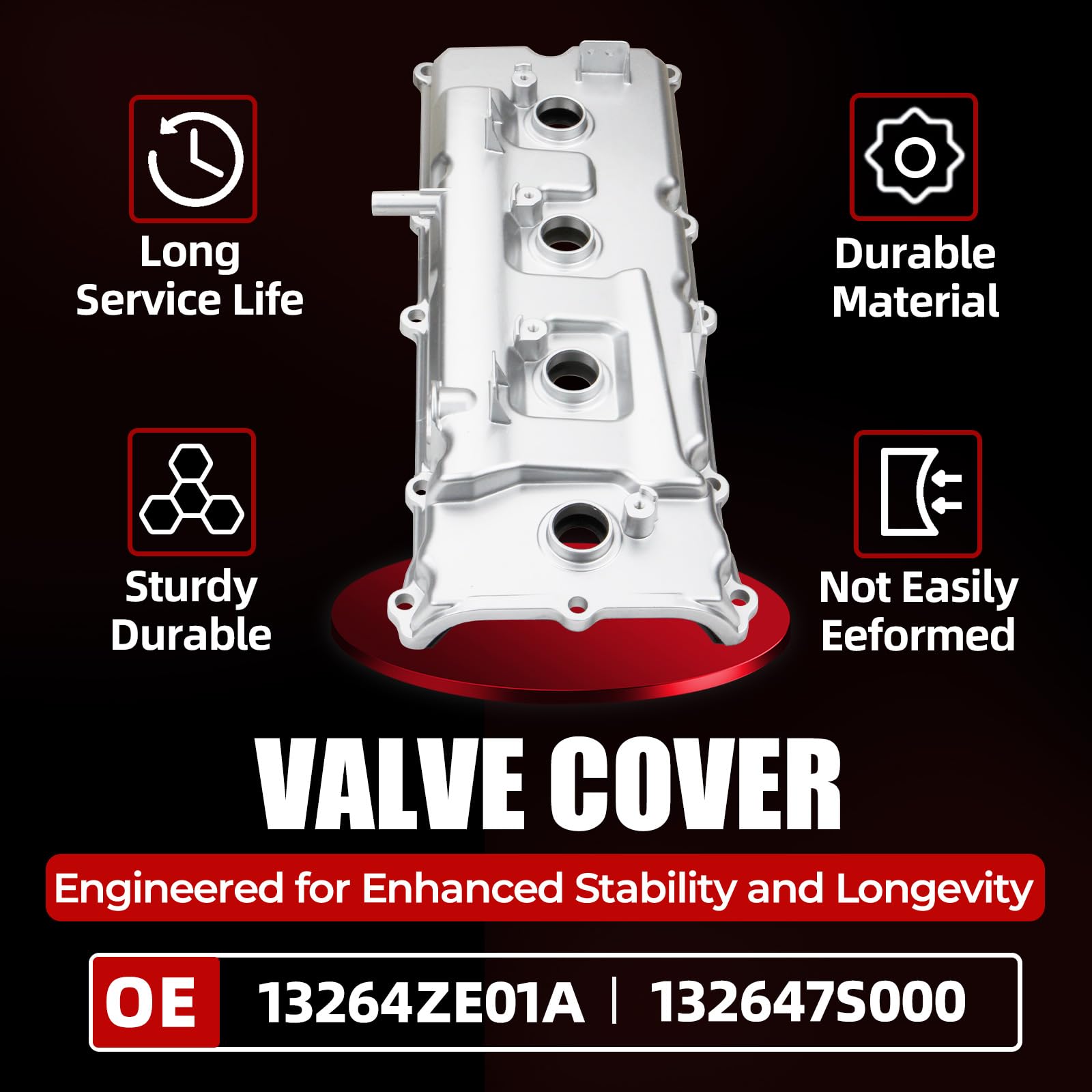 MITZONE Aluminum Valve Covers Kit for Nissan Armada/Pathfinder/Titan NV3500 QX56 5.6L - Upgrade Silver Finish, Compatible Parts #13264-ZE01A/ZE