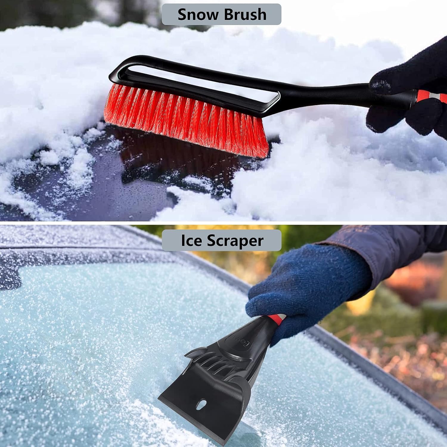 Foval 27 '' Snow Brush With Wider Ice Scraper (4.73 '' Width), Snow Removal Tool Car Brush With Ergonomic Comfortable Foam Grip