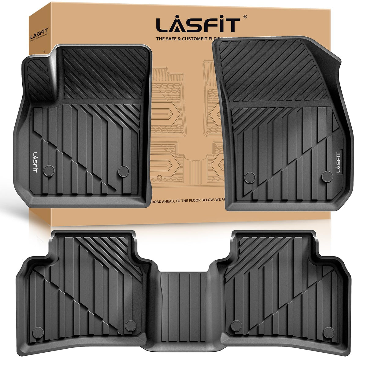 LASFIT Floor Mats & Cargo Mat for Buick Envision 2021-2025, TPE All Weather Protection Custom Fit 1st & 2nd Row Rubber Floor Lin