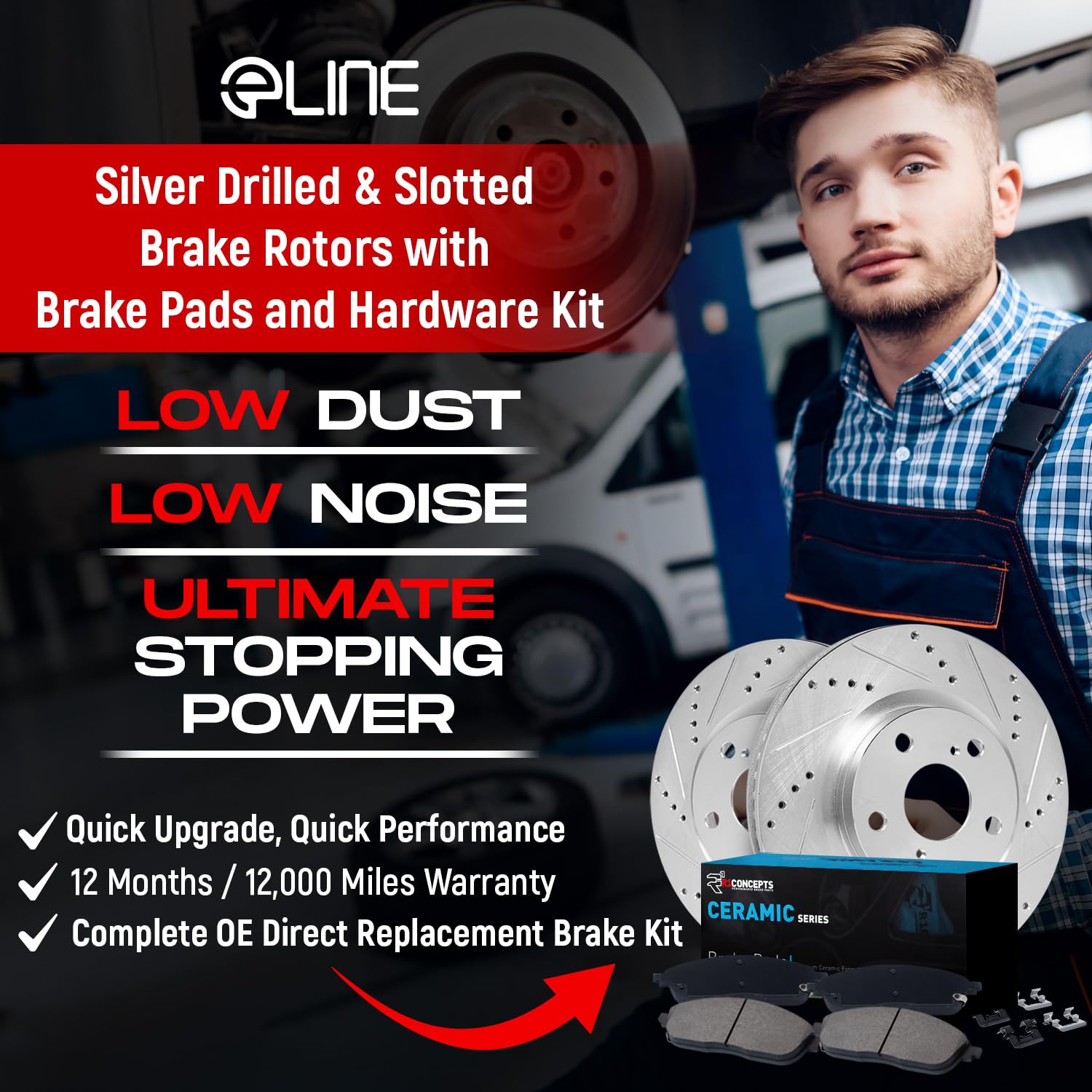R1 Concepts Front Rear Brakes And Rotors Kit |Front Rear Brake Pads| Brake Rotors And Pads| Ceramic Brake Pads And Rotors |Hardware Kit|Fits 2004-2008 Acura Tl