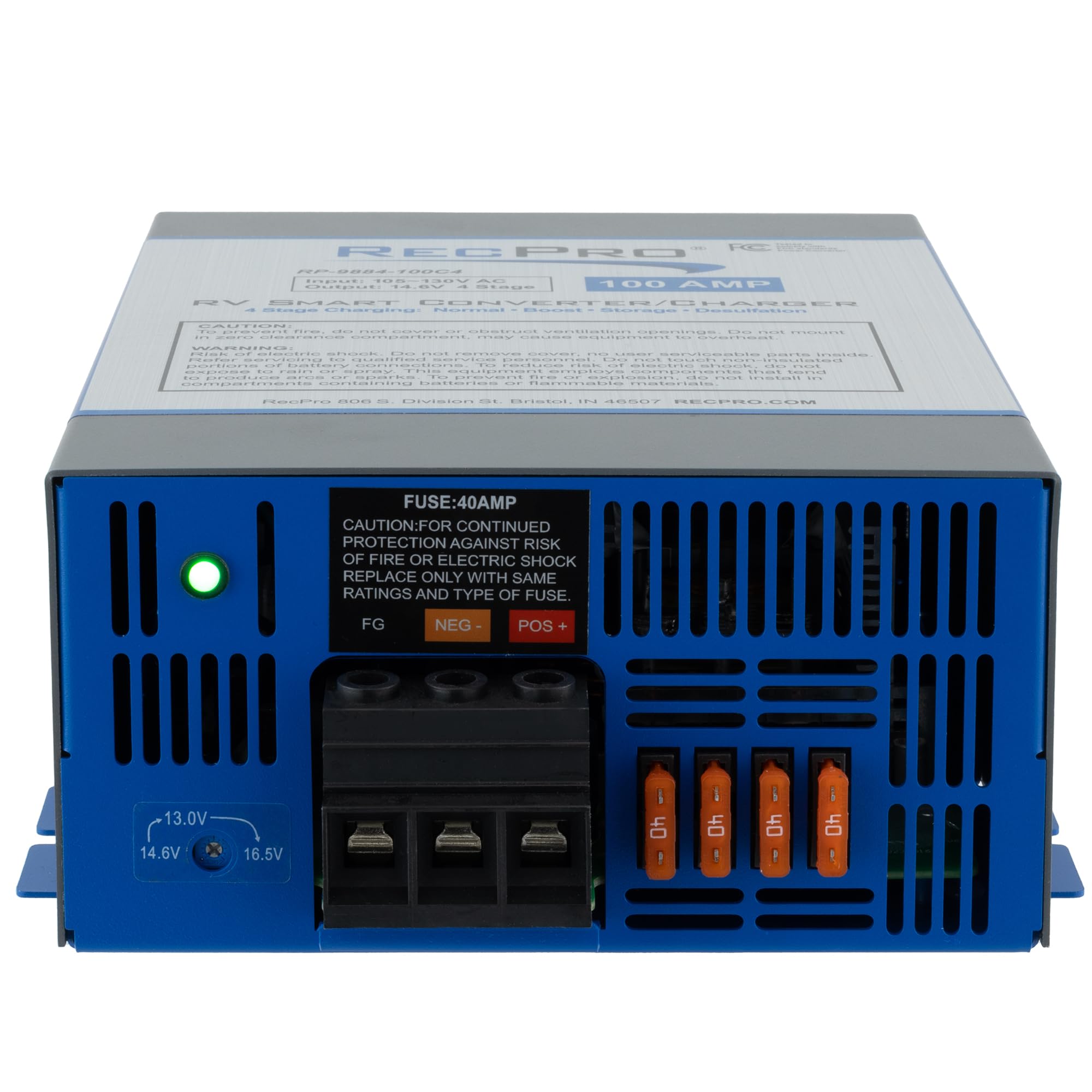 Recpro Rv Converter 100 Amp | Rv Power Converter & Battery Charger | 4 Stage Smart Charging | 120Vac To 12Vdc | 13V To 16.5V Ope