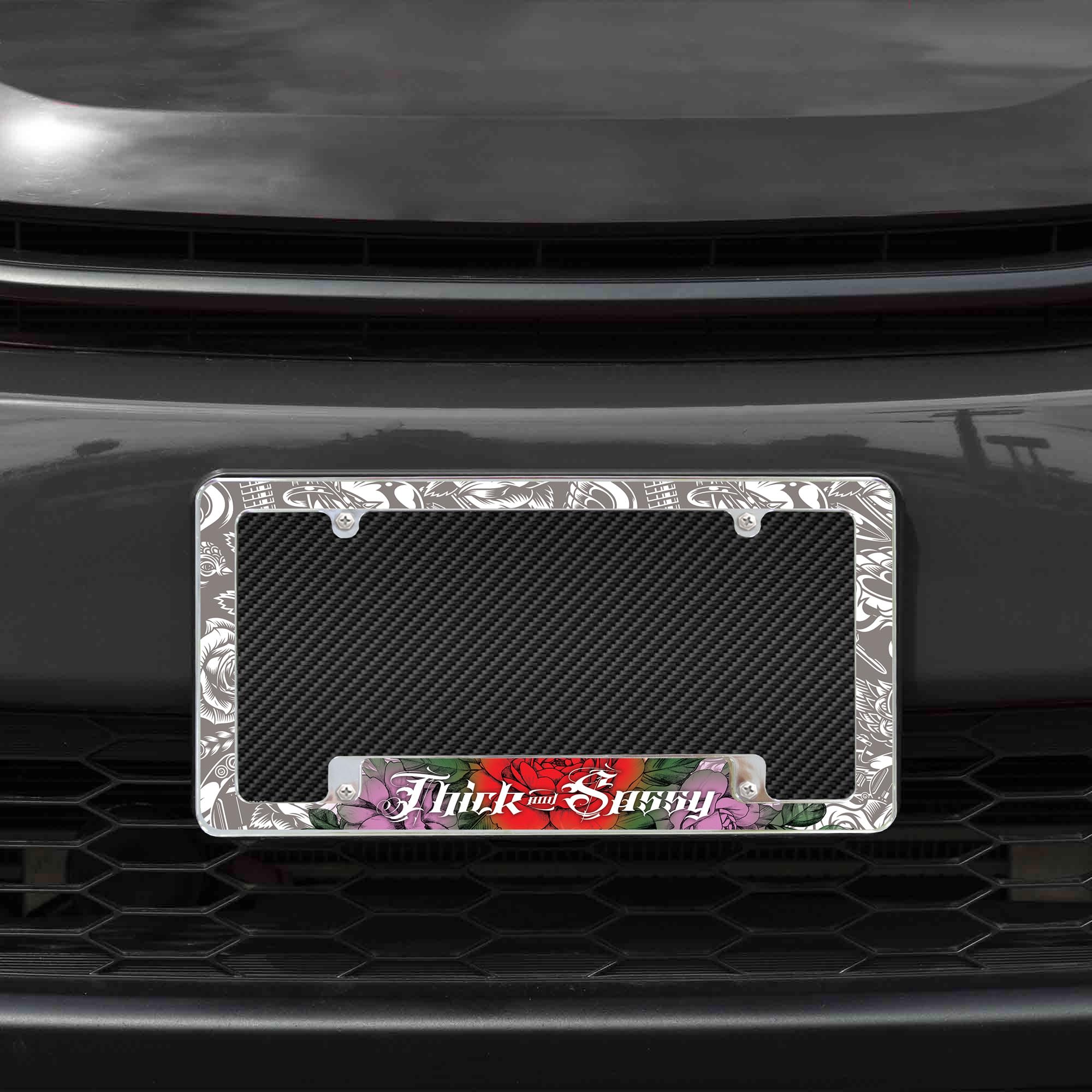 Rico Industries Thick and Sassy All Over Automotive License Plate Frame for Car/Truck/SUV (12 x 6)