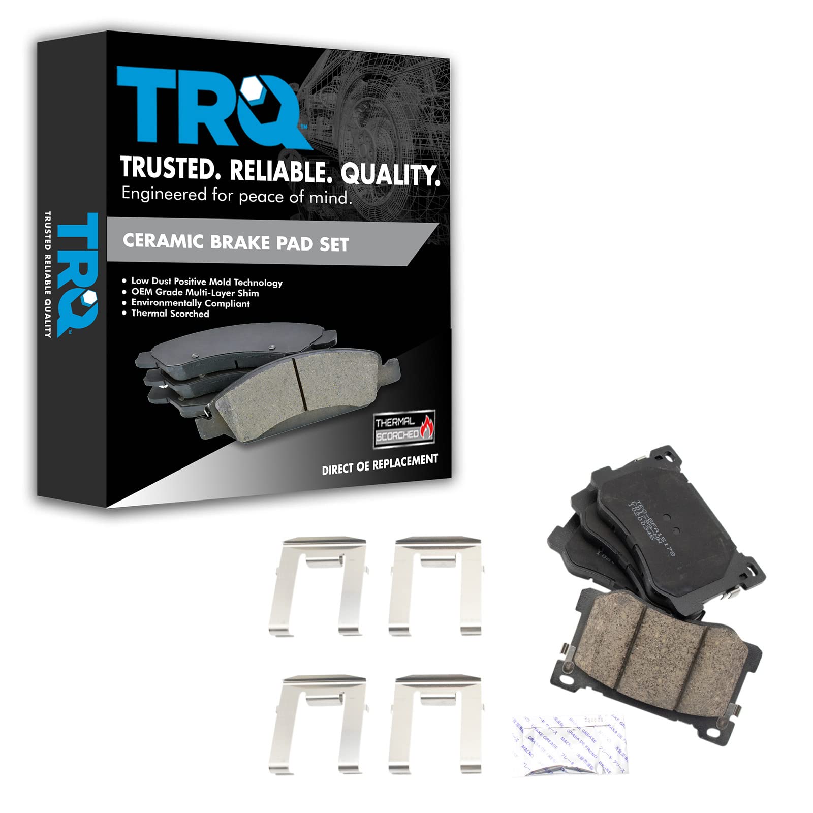 TRQ Front Brake Pads Ceramic Compatible with 2017-2019 Genesis G80 2015-2016 Hyundai 2016-2017 Kia K900