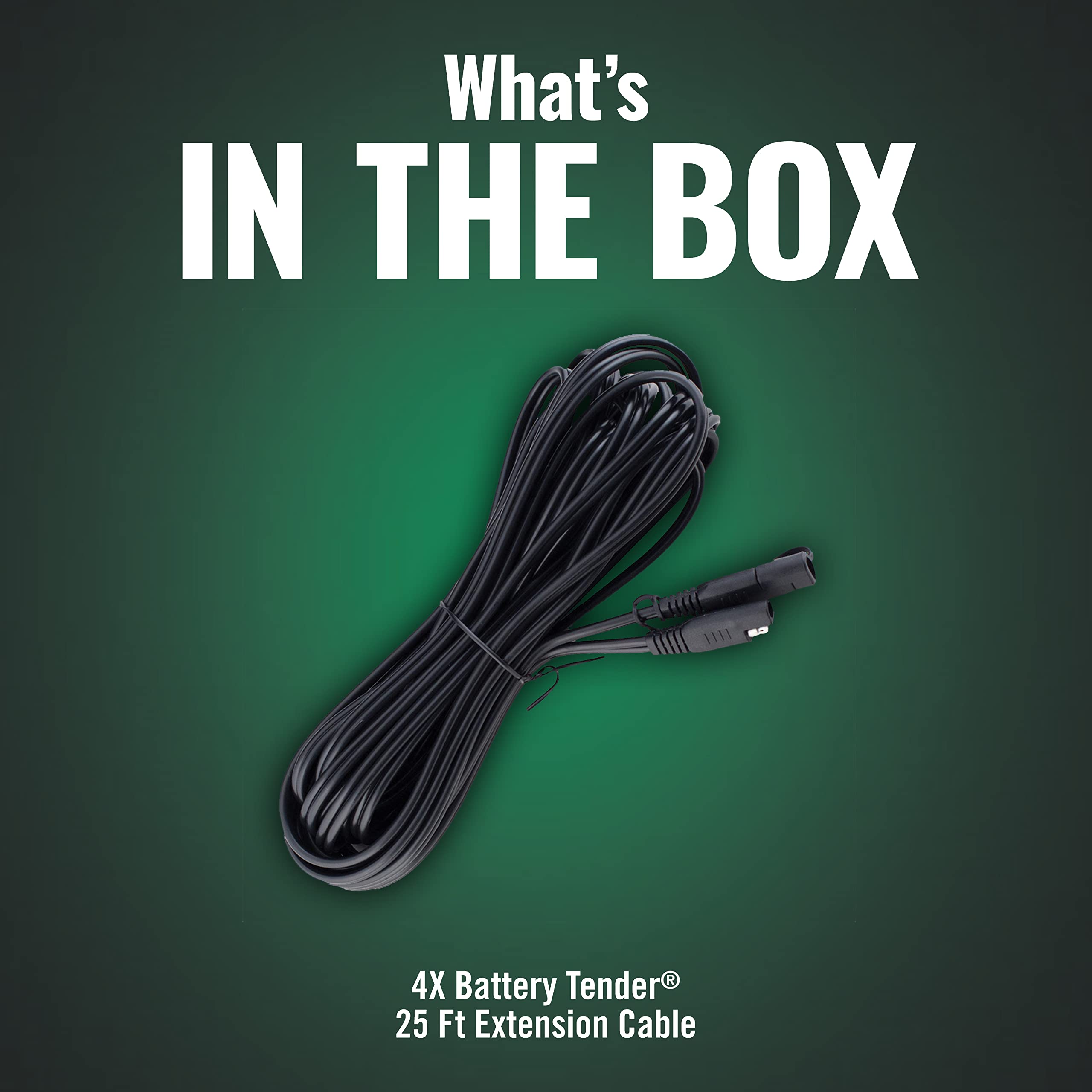 Battery Tender 25 Foot Extension Sae Cable 4 Pack - Designed For Use With Battery Tender Chargers - Quick Connect Plugs For Easy