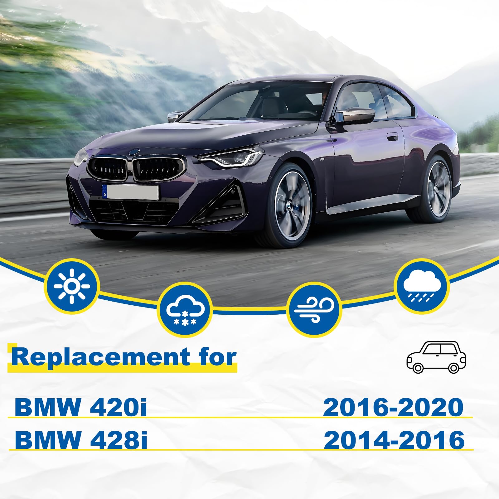 Hrsno Quality All-Season Premium Windshield Wiper Blade Replacement For Bmw 420I 2016-2020, Easy For Installation 24''+18''(Pack