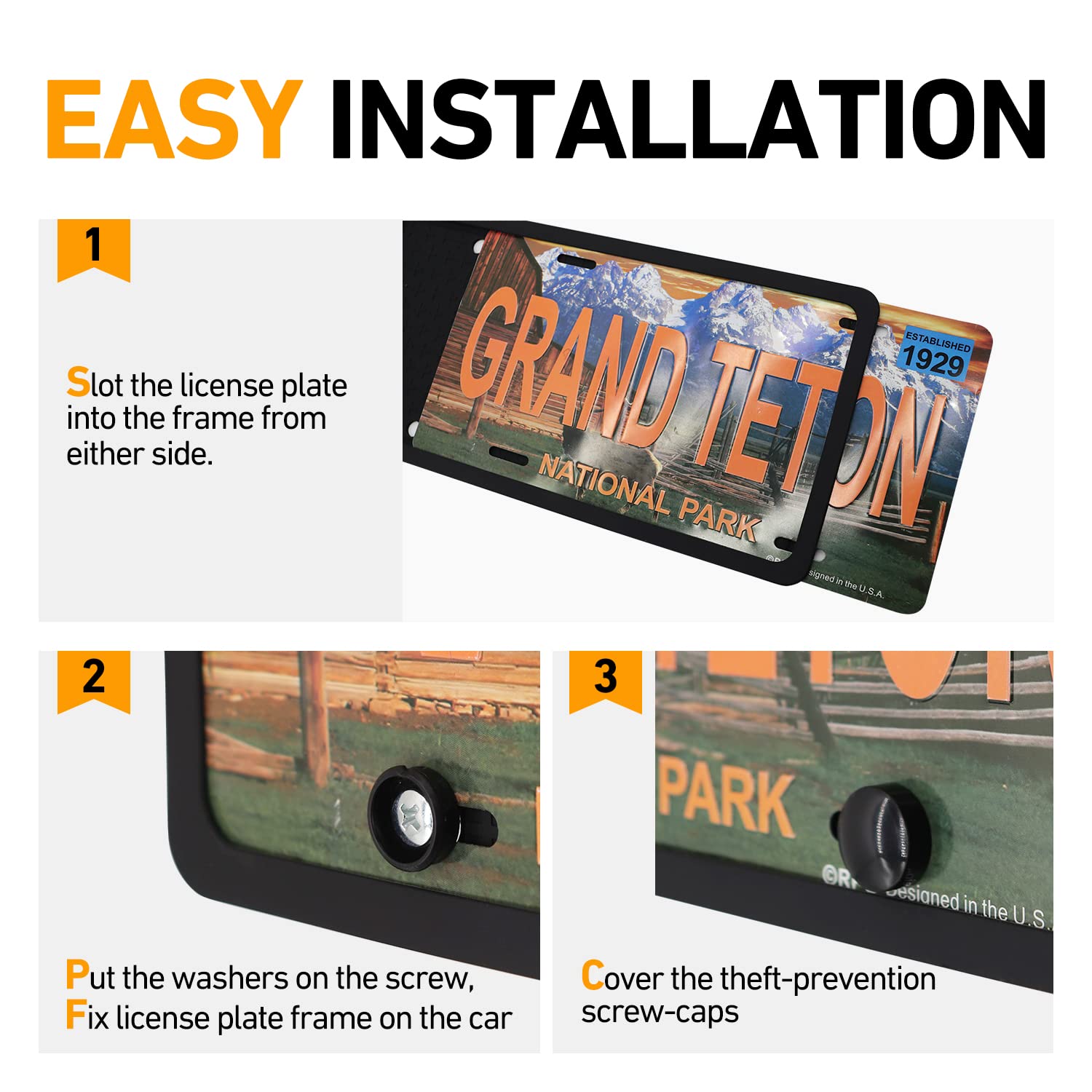 License Plate Frame,2Pcs Silicone License Plate Frames With Drainage Holes, Rust-Proof, Weather-Proof And Rattle-Proof License P