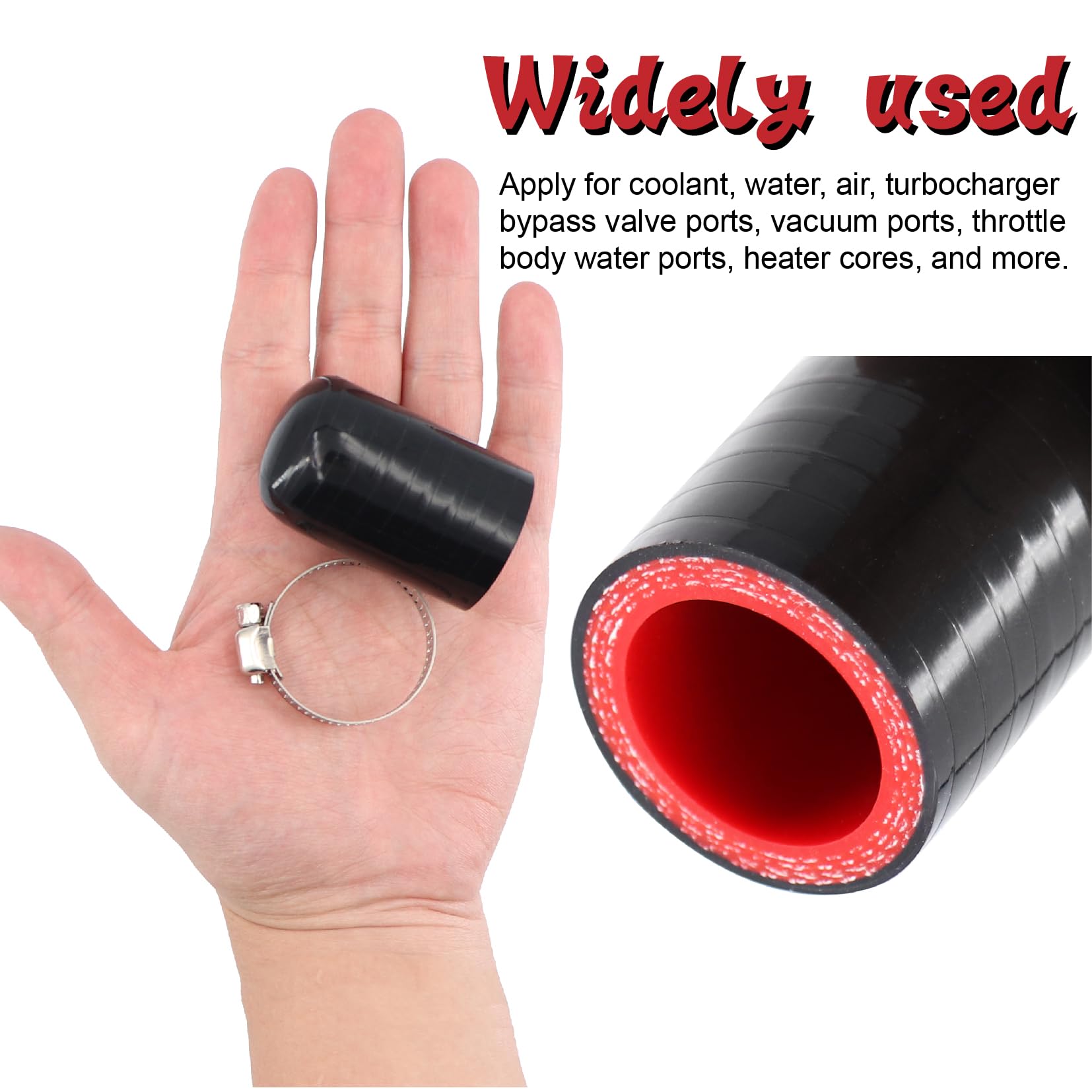 2Pcs High Temperature 4-Ply Reinforced Silicone Hose Cap ID 1 Inch(25mm) Hose End Plug for Turbo Bypass Valve/Throttle Body Wate