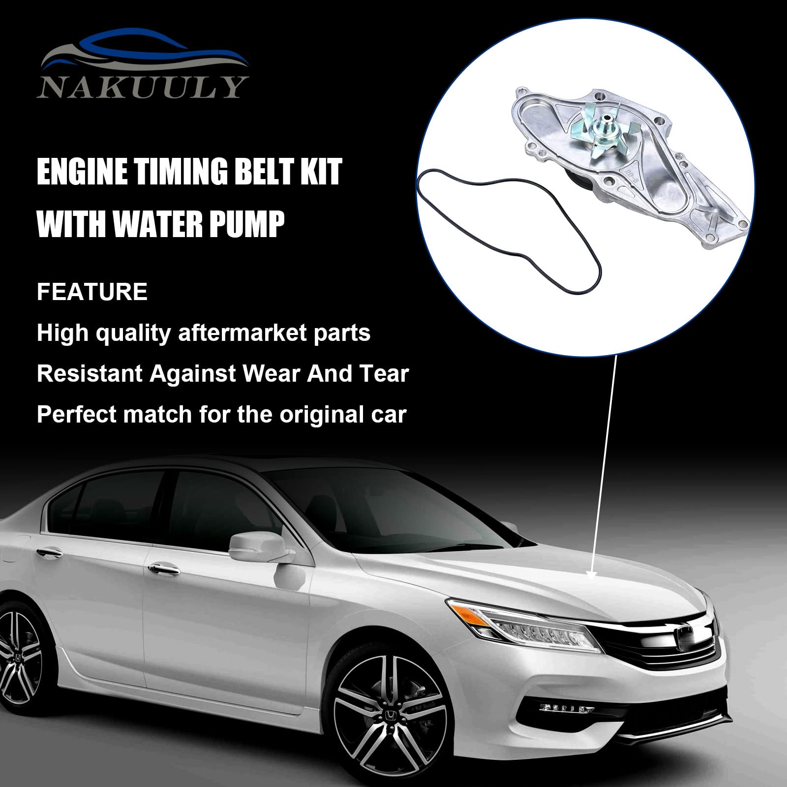 Timing Belt Kit With Water Pump Compatible With 2003-2018 Honda Accord Crosstour Odyssey Pilot Ridgeline Mdx Rdx Rl Tl Tsx Zdx Saturn Vue 3.0L 3.5L 3.7L Replaces Tkh002 Tckwp329 19200-Rdv-J01