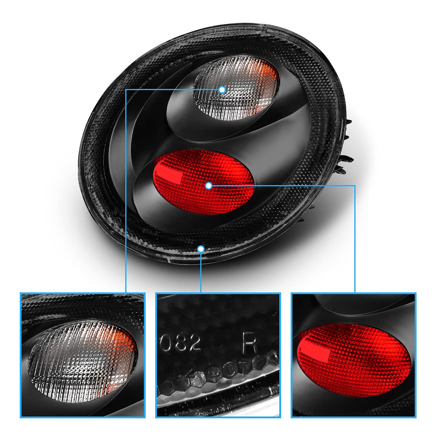 Amerilite Clear Black Altezza Taillights For 1998-2005 Volkswagen Beetle - Passenger And Driver Side