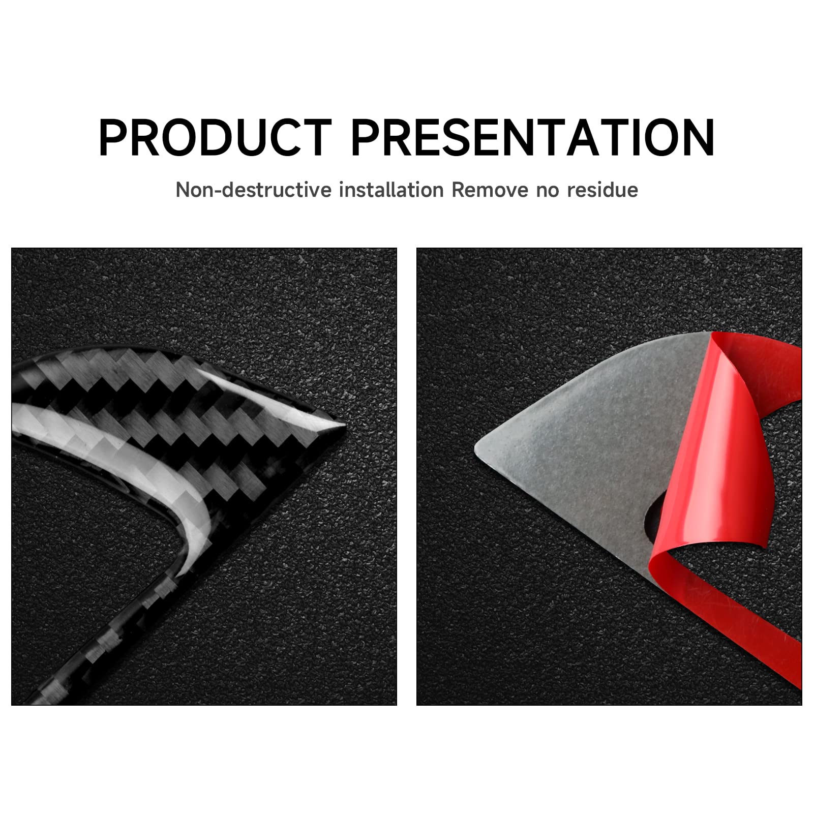 2Pcs Car Steering Trim Sticker Cover Carbon Fiber Decal Fits For Alfa Romeo Giulia Stelvio 2016 2017 2018 2019 Interior Accessories (Black)