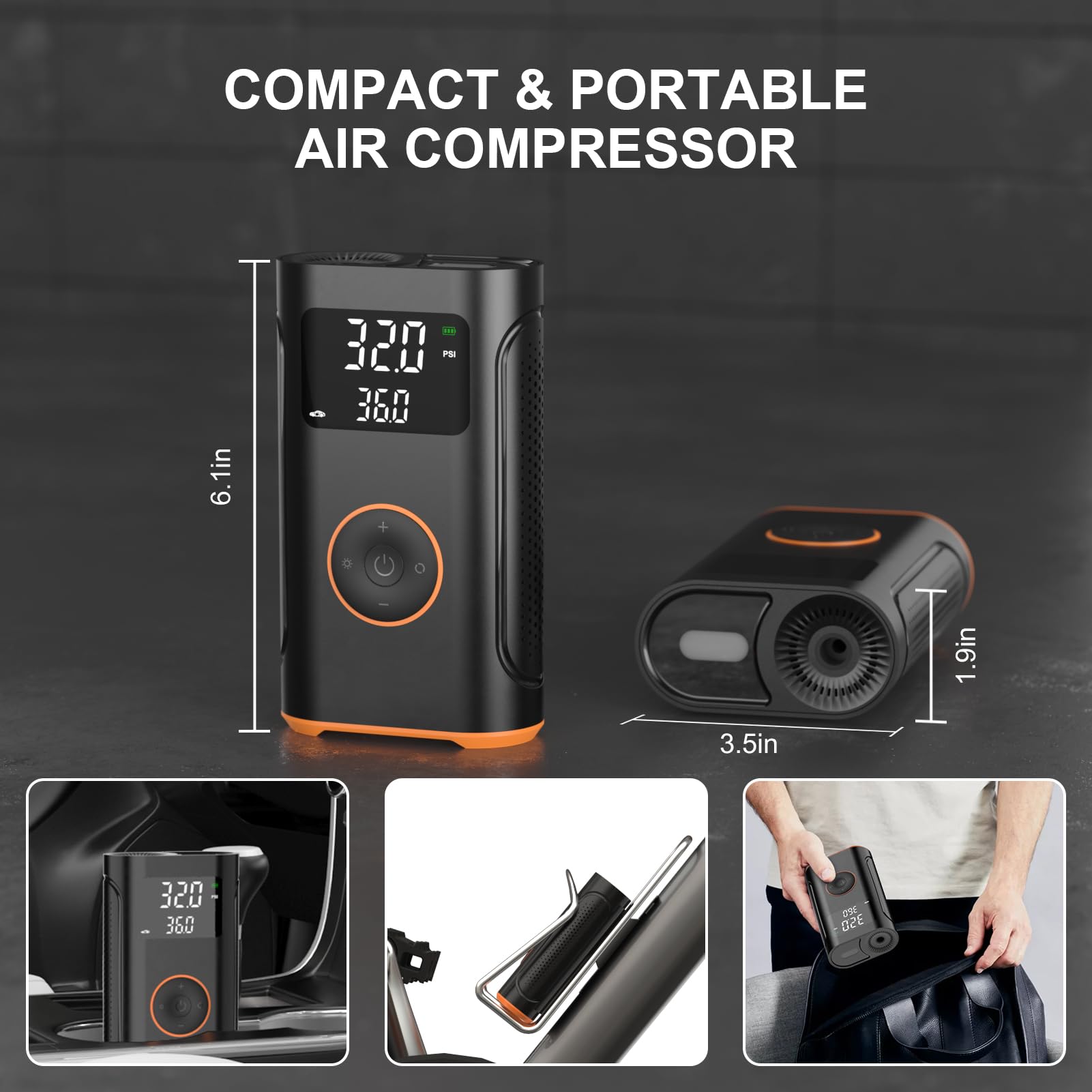 (New Upgrade) Zsx Tire Inflator Portable Air Compressor-160 Psi Portable Air Compressor For Car, Smart Electric Bike Pump With M