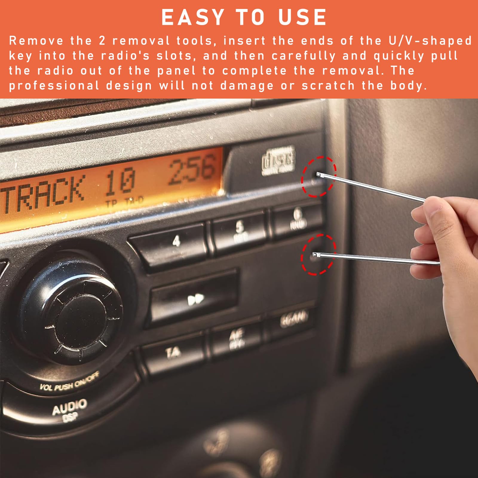Dickno 8 Pcs Car Radio Removal Pry Tool, U/V-Shaped Stainless Steel Auto Stereo Release Tool Kit, Universal Radio Remover For Di