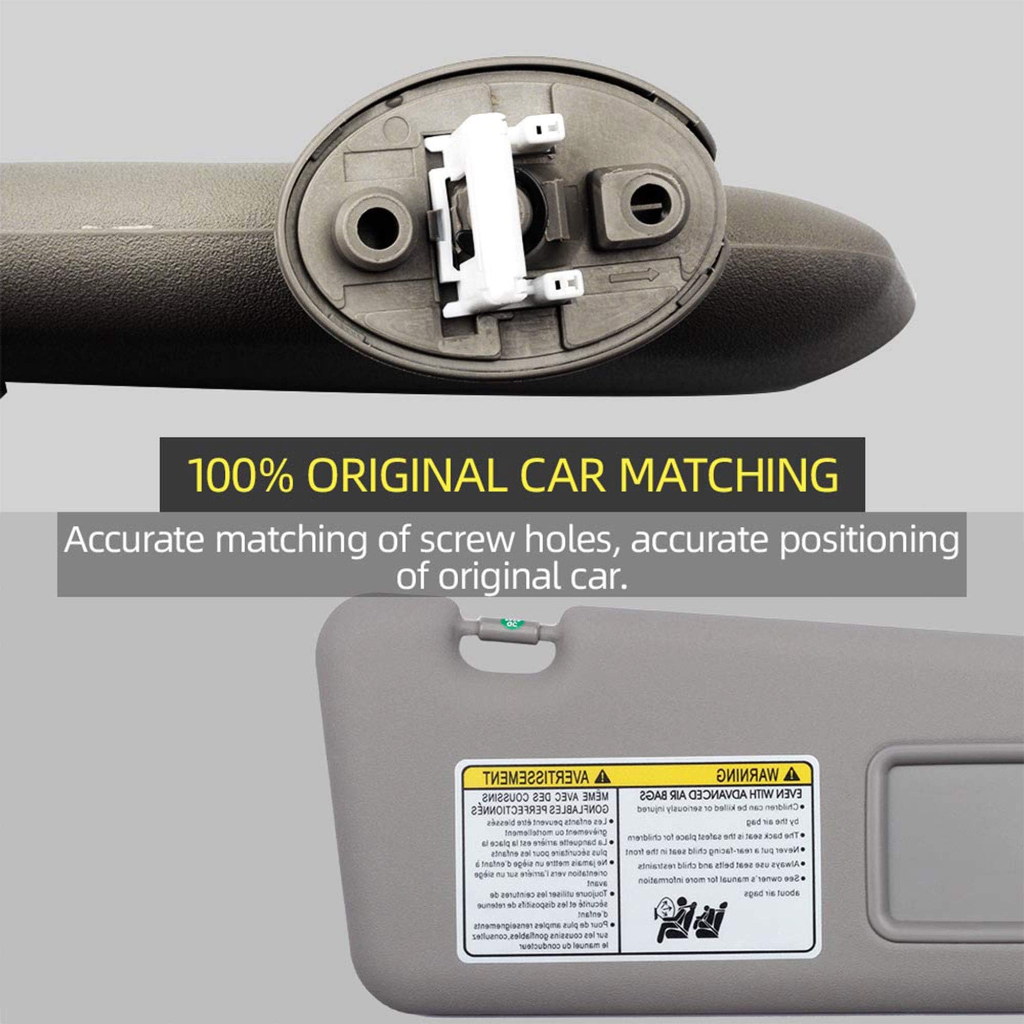 Dasbecan Front Left Driver Side Sun Visor With Light Compatible With Toyota Highlander 2008-2013 74320-48500-B0 (Gray)