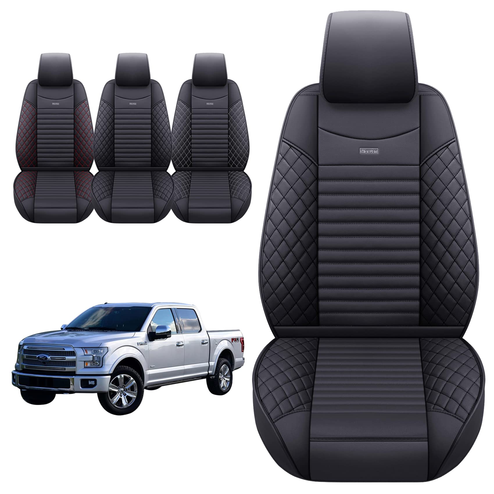 Aierxuan 2 Front Seat Covers For 2009-2025 Ford F150 Truck Seat Covers Waterproof Leather Seat Protectors Custom Fit For 2017-20