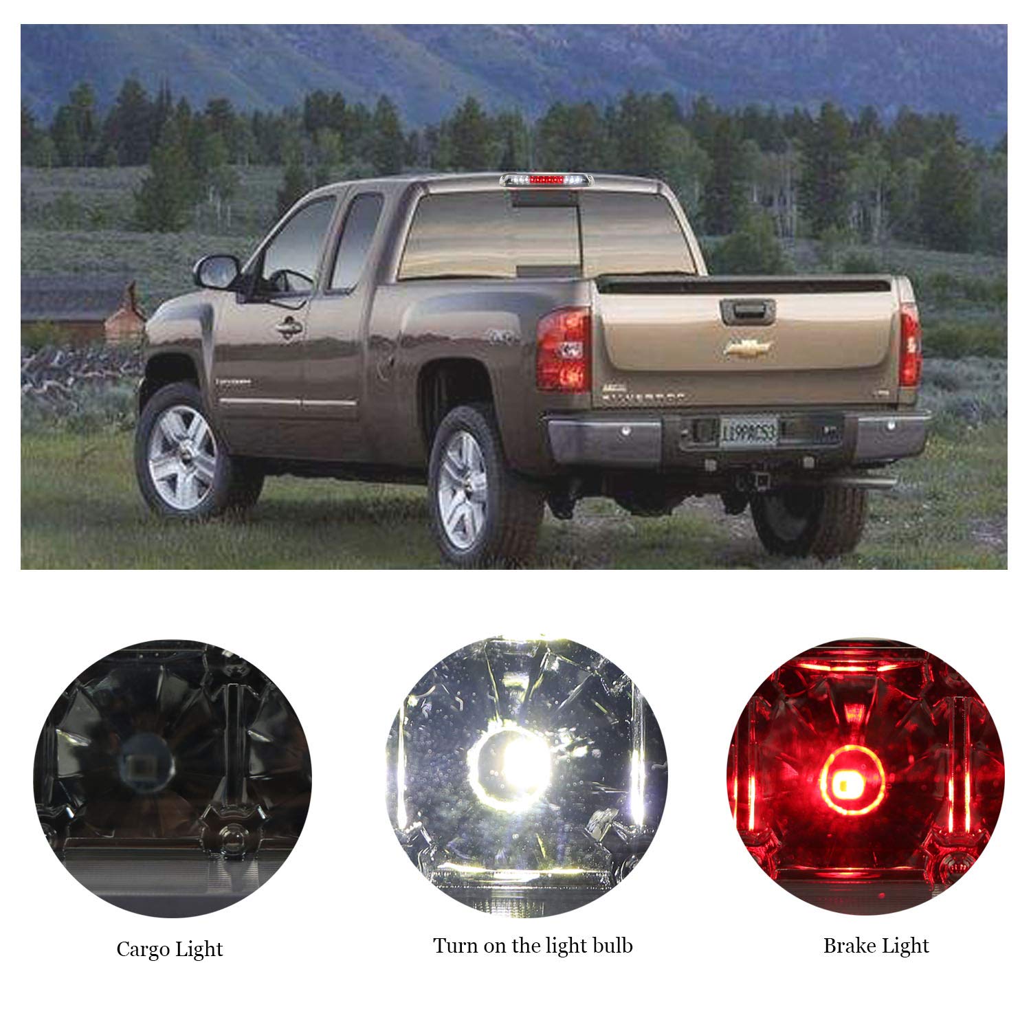 Tresound 3rd Brake Light for 1999-2007 Chevrolet Silverado/GMC Sierra 1500 2500HD 3500 Third Cargo Lamp High Mount Stop Light (R